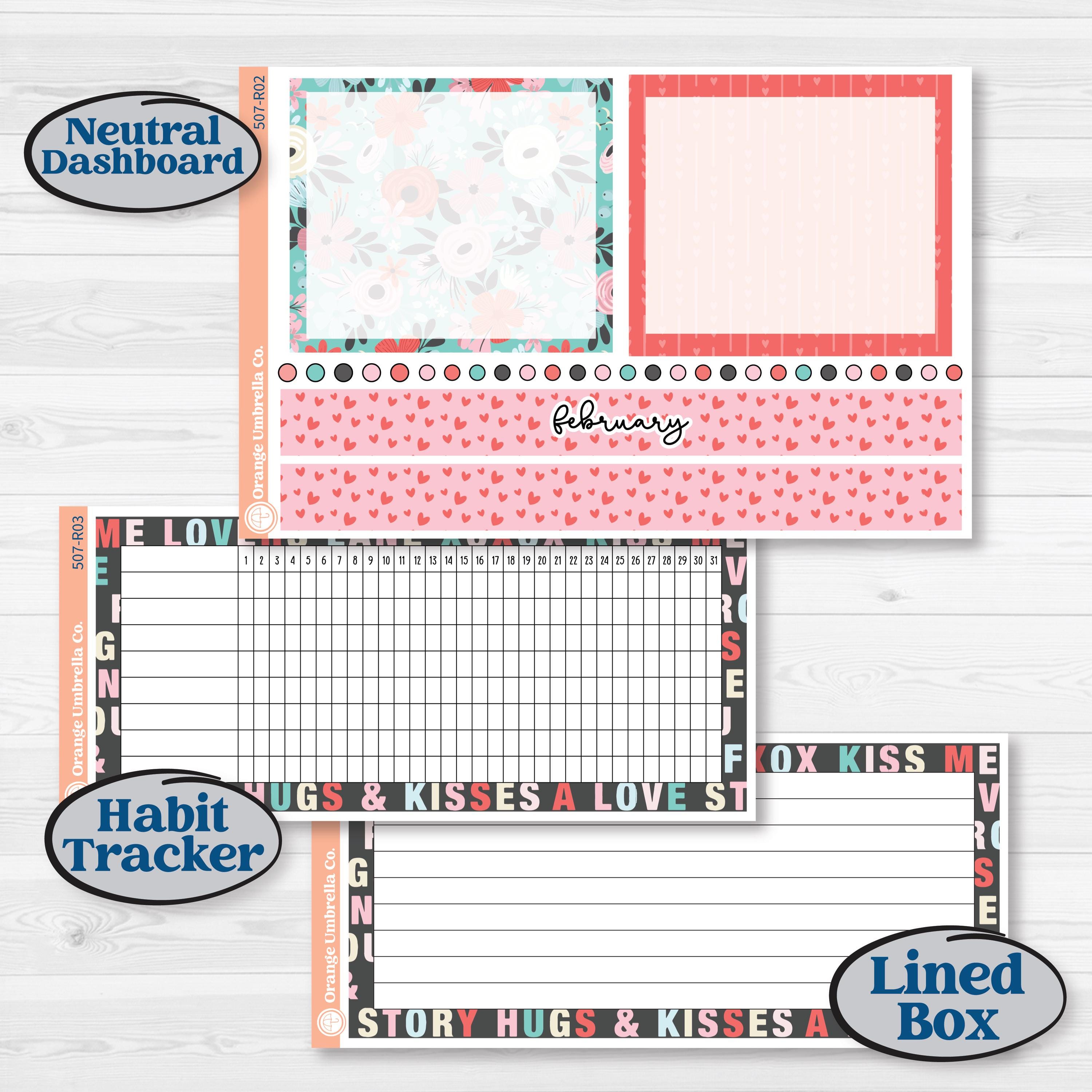 Sweet Valentine Florals | 8.5x11 Plum Monthly & Dashboard Planner Kit Stickers | Call Me Sweetheart | KIT-507-R