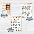 Coffee & Florals Sticker Kit | Weekly Add-On Planner Kit Stickers | Mocha | KIT-508-B