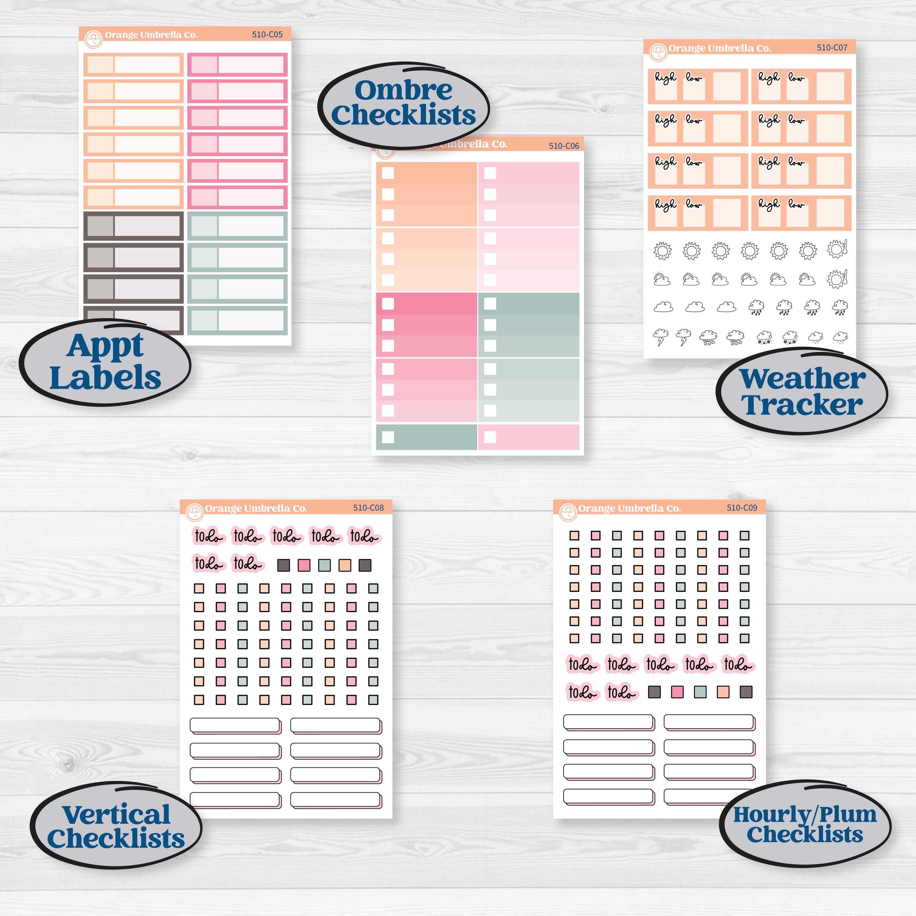 Soft Pink Florals | Weekly Add-On Labels Planner Kit Stickers | I Pick You | KIT-510-C