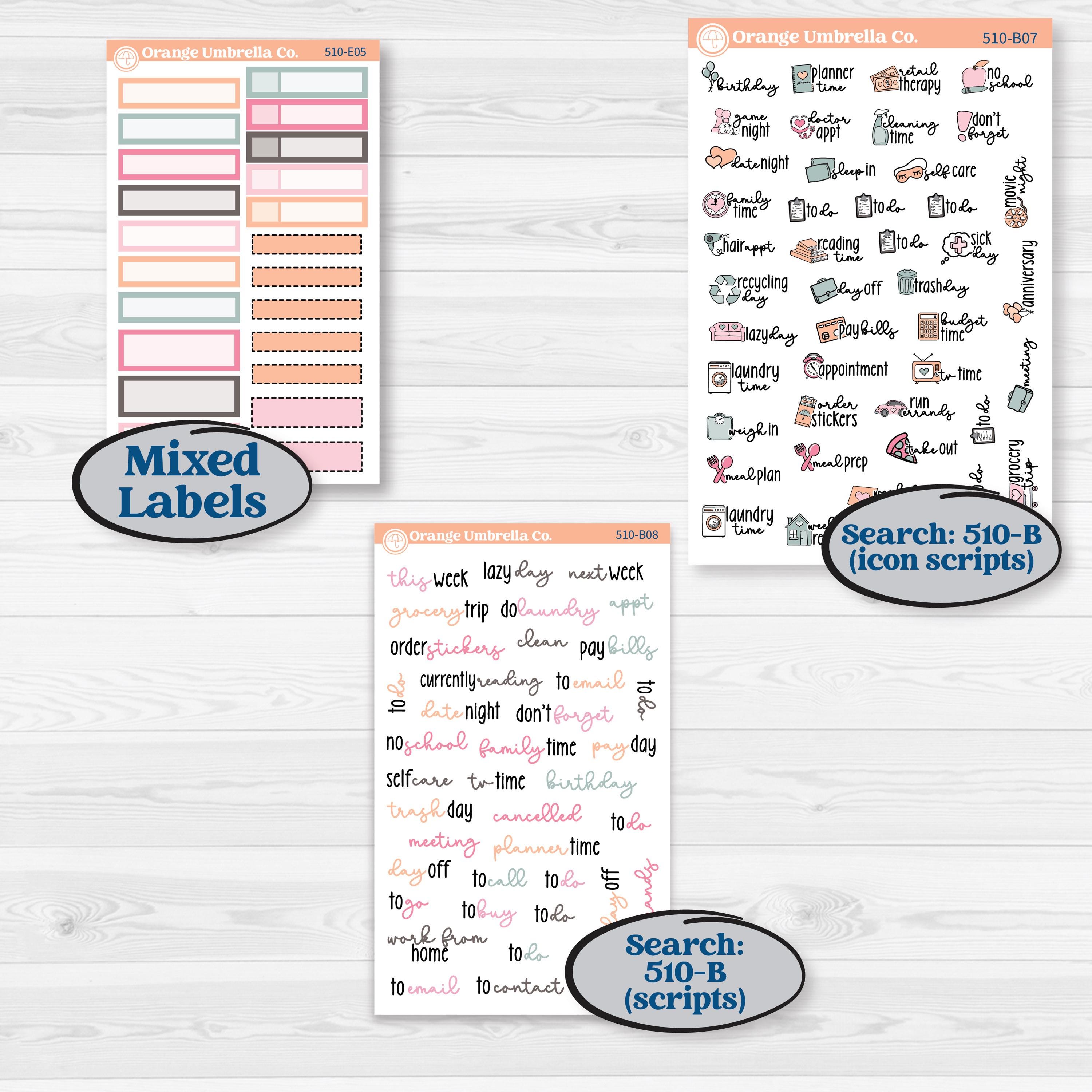 Soft Pink Florals | Hobonichi Cousin Weekly & Daily Planner Kit Stickers | I Pick You | KIT-510-E