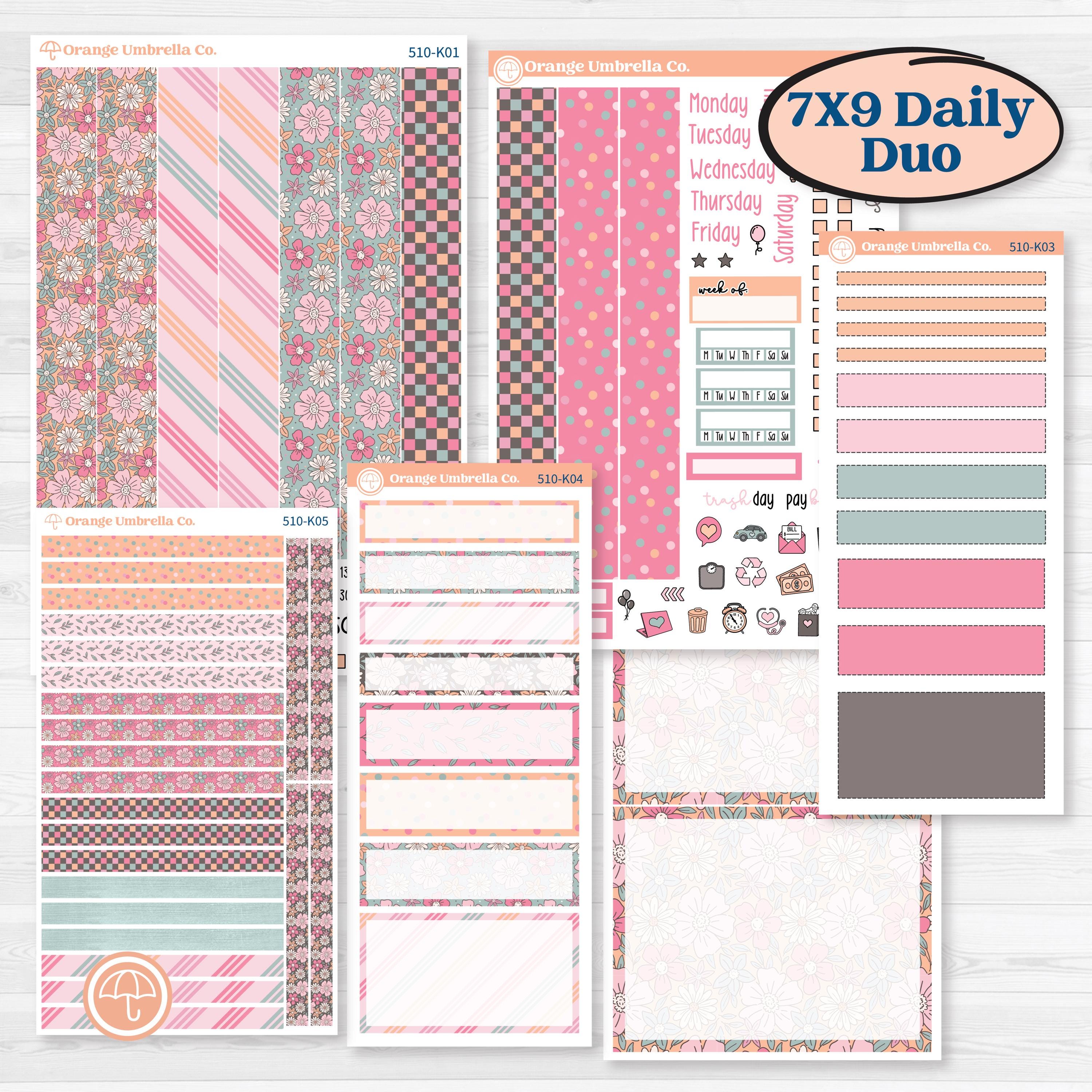 Soft Pink Florals | 7x9 Erin Condren Daily Duo Planner Kit Stickers | I Pick You | KIT-510-K