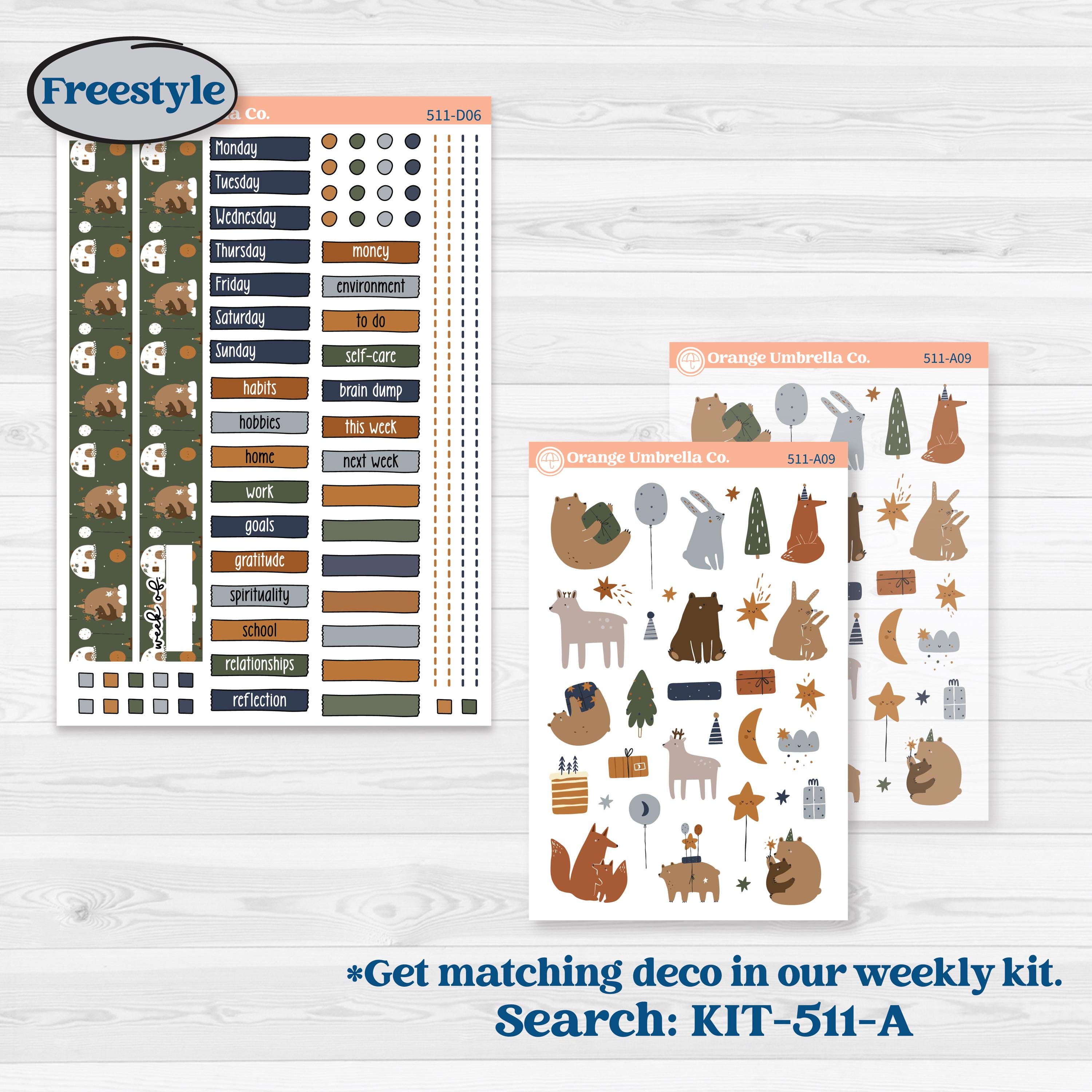 Woodland Birthday Celebration Stickers | Journaling or Scrapbooking Kit | Creative Junk Journal Planner Stickers | Confetti | KIT-511-D