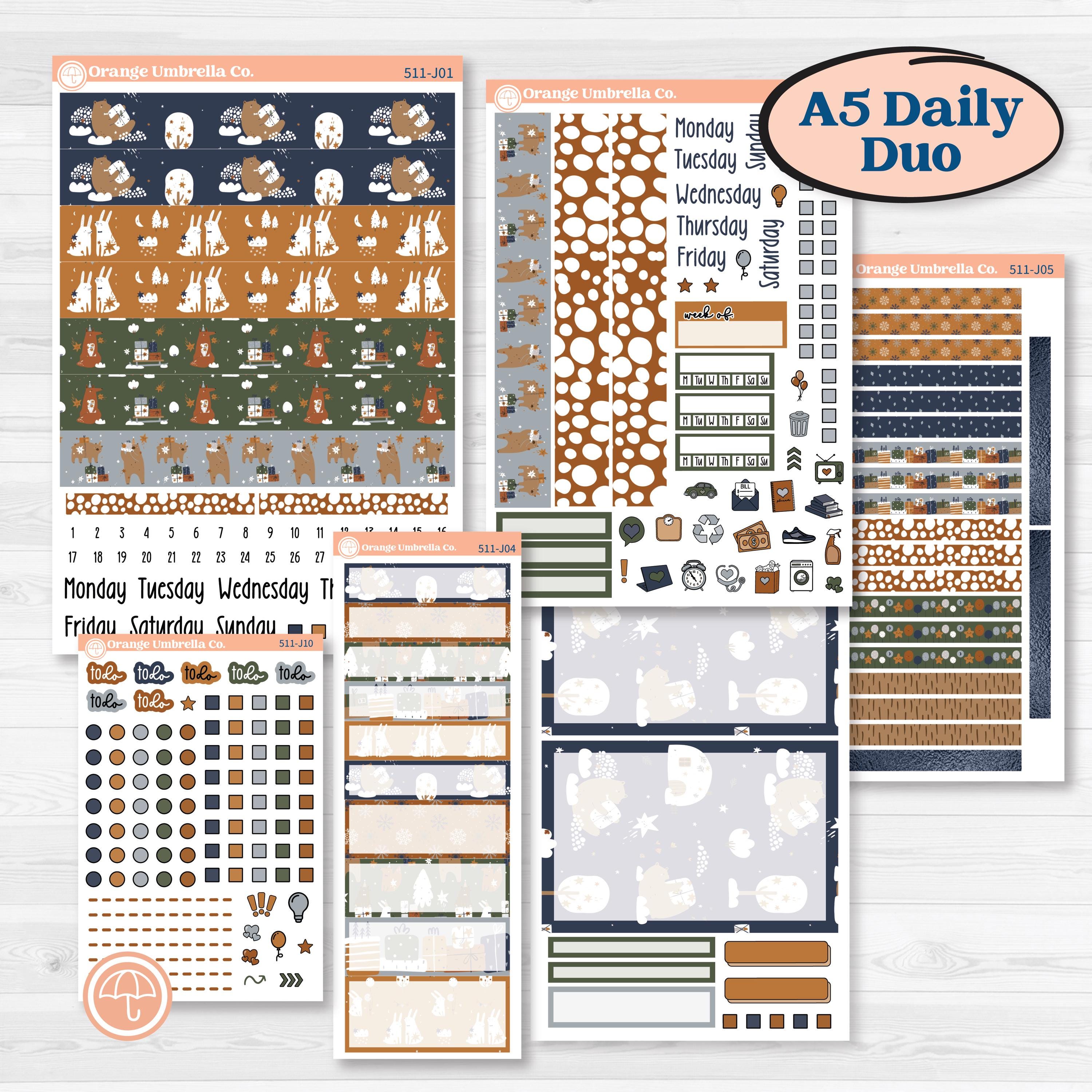Woodland Birthday Celebration Stickers | A5 Daily Duo Planner Kit Stickers | Confetti | KIT-511-J