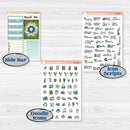 Soft Blue Florals Kit | Weekly Add-On Planner Kit Stickers | Blue Flora | KIT-506-B