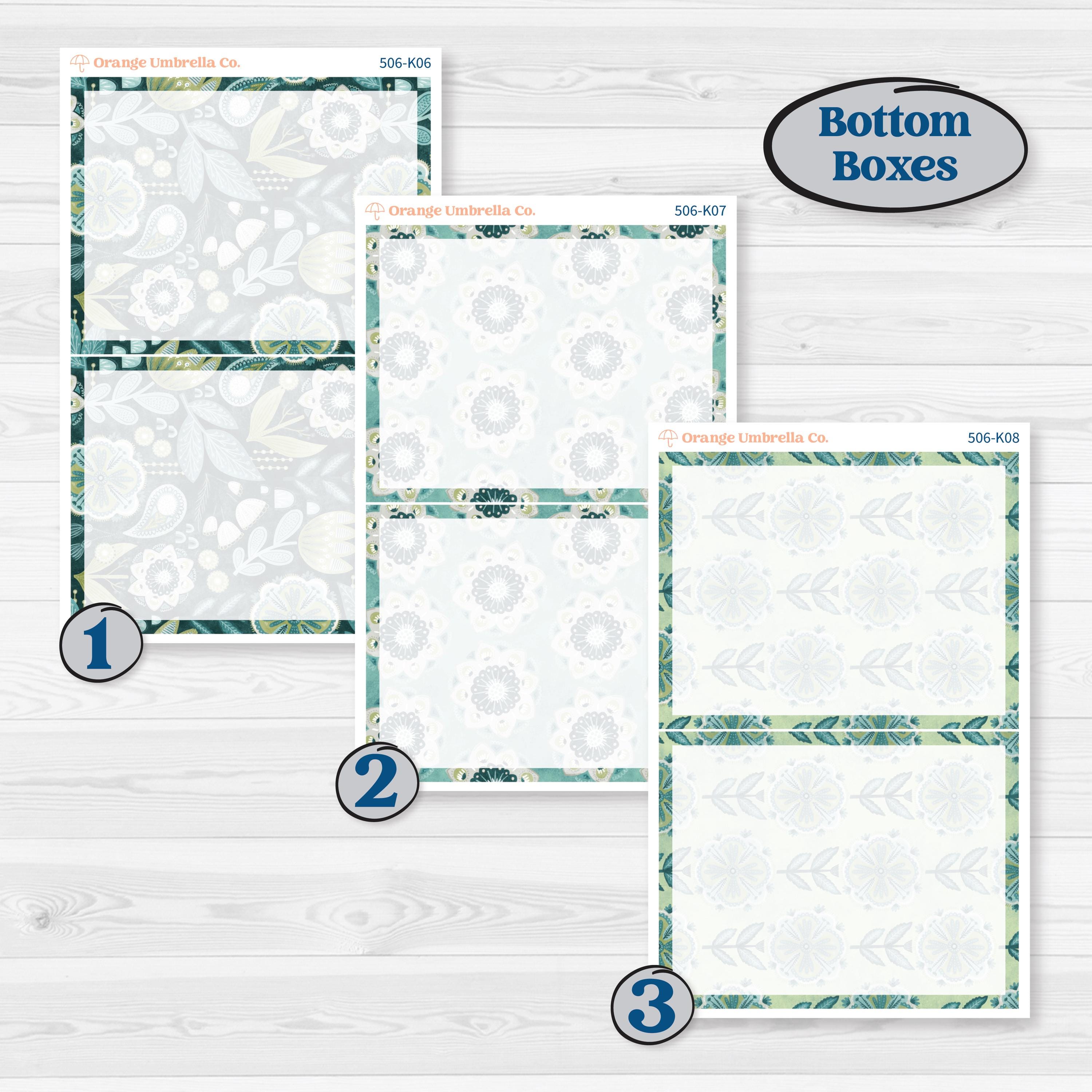Soft Blue Florals Kit | 7x9 Erin Condren Daily Duo Planner Kit Stickers | Blue Flora | KIT-506-K