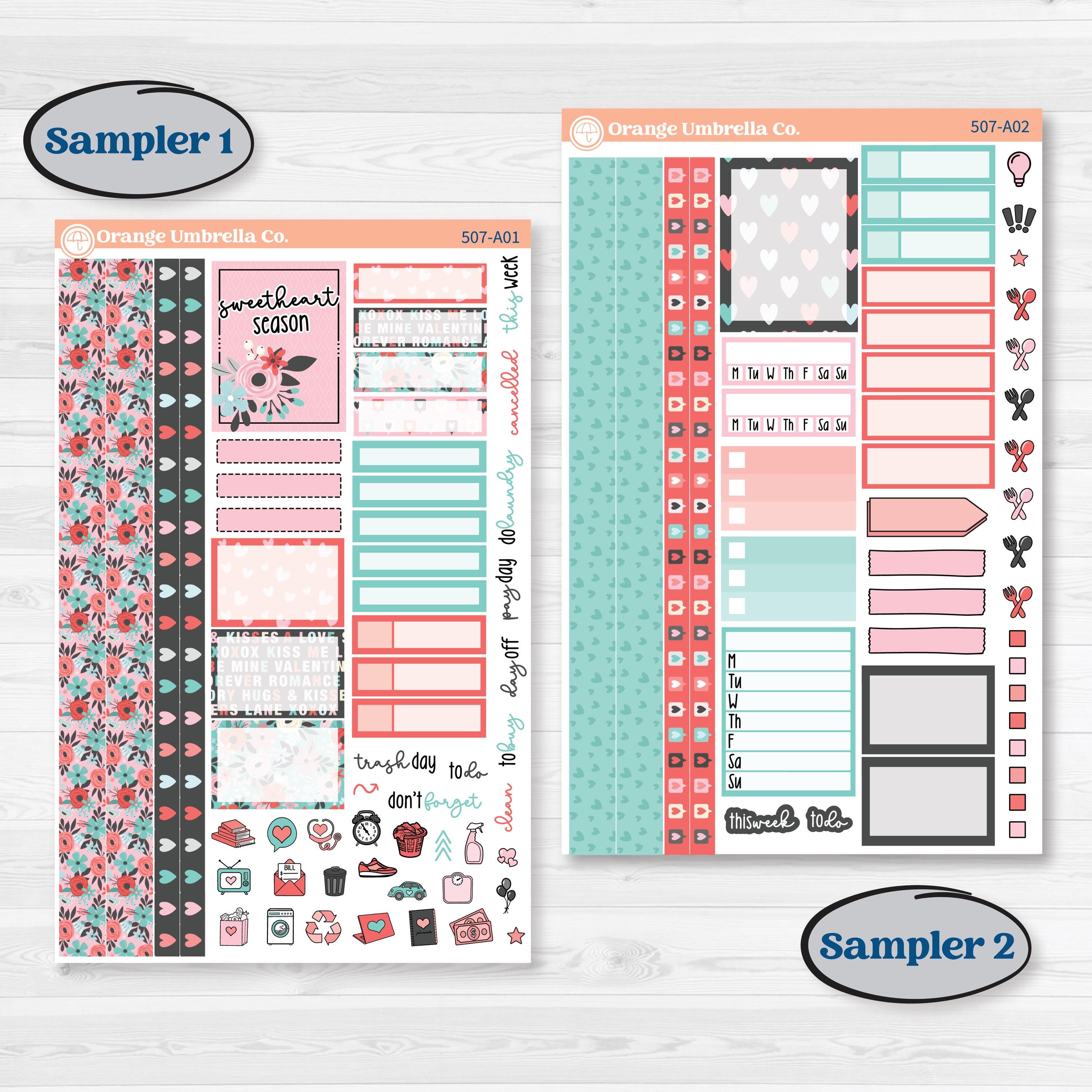 Sweet Valentine Florals | Weekly Sticker Kit for Vertical Planners like Erin Condren | Call Me Sweetheart | KIT-507-A