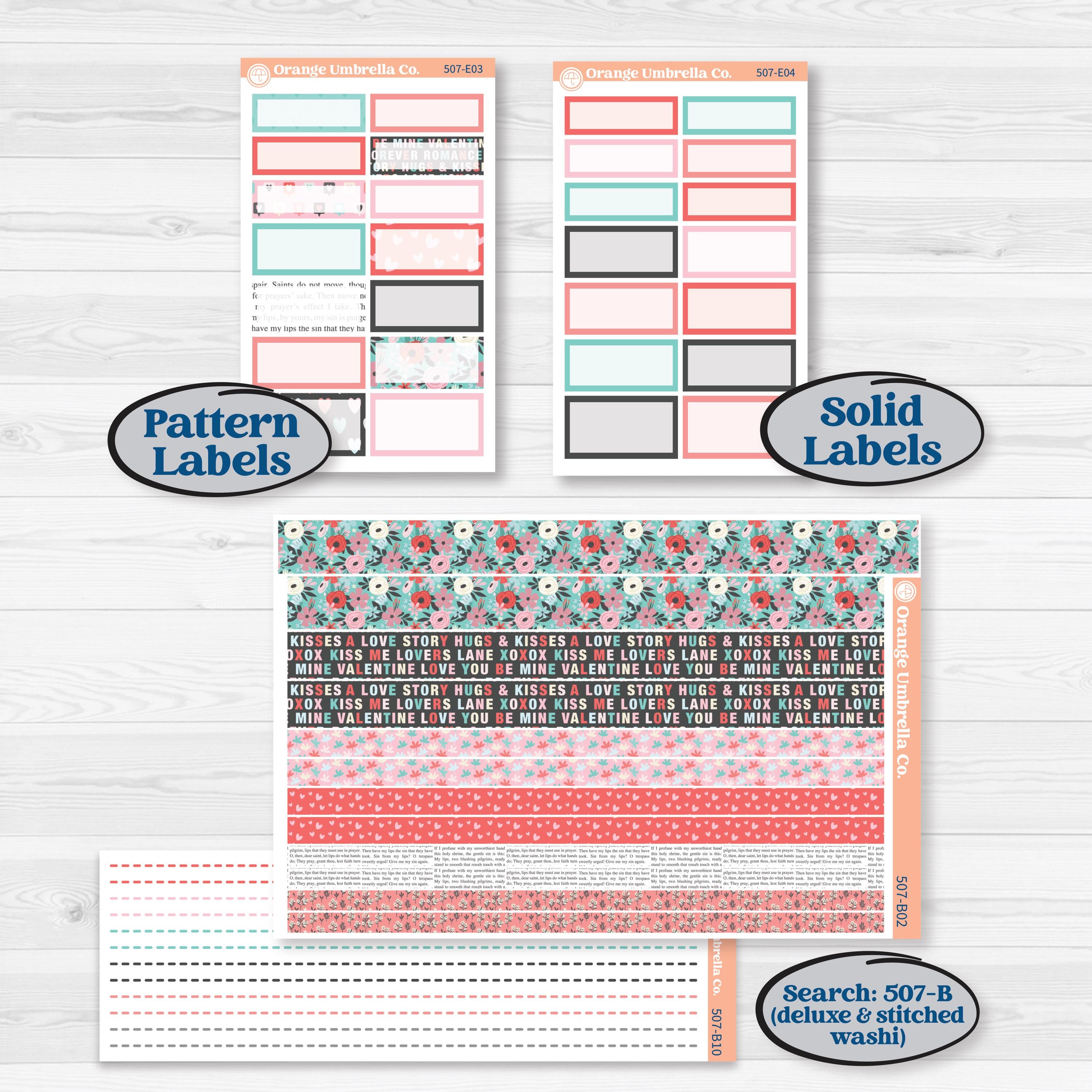 Sweet Valentine Florals | Hobonichi Cousin Weekly & Daily Planner Kit Stickers | Call Me Sweetheart | KIT-507-E