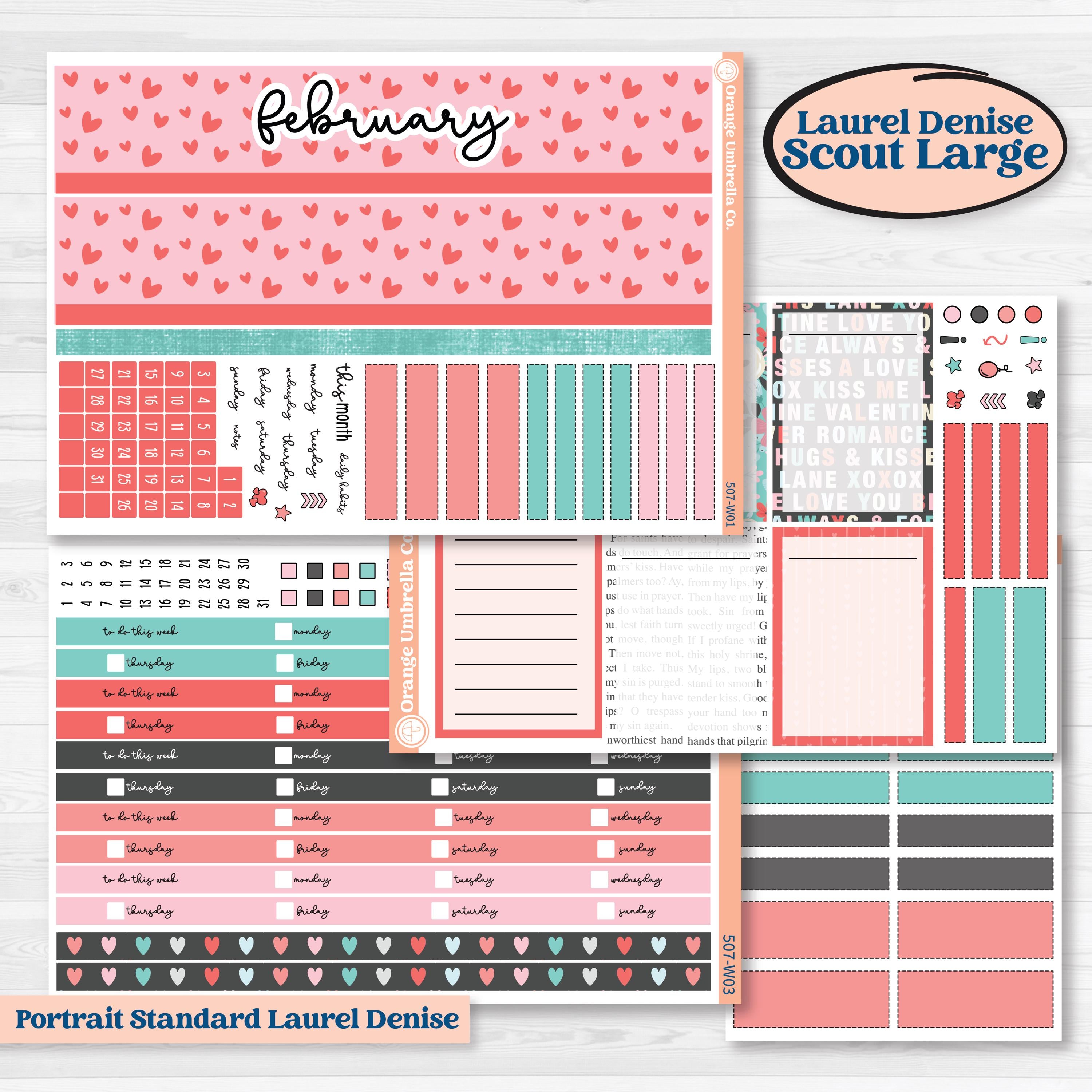 Sweet Valentine Florals | Laurel Denise Scout Large Planner Kit Stickers | Call Me Sweetheart | KIT-507-W