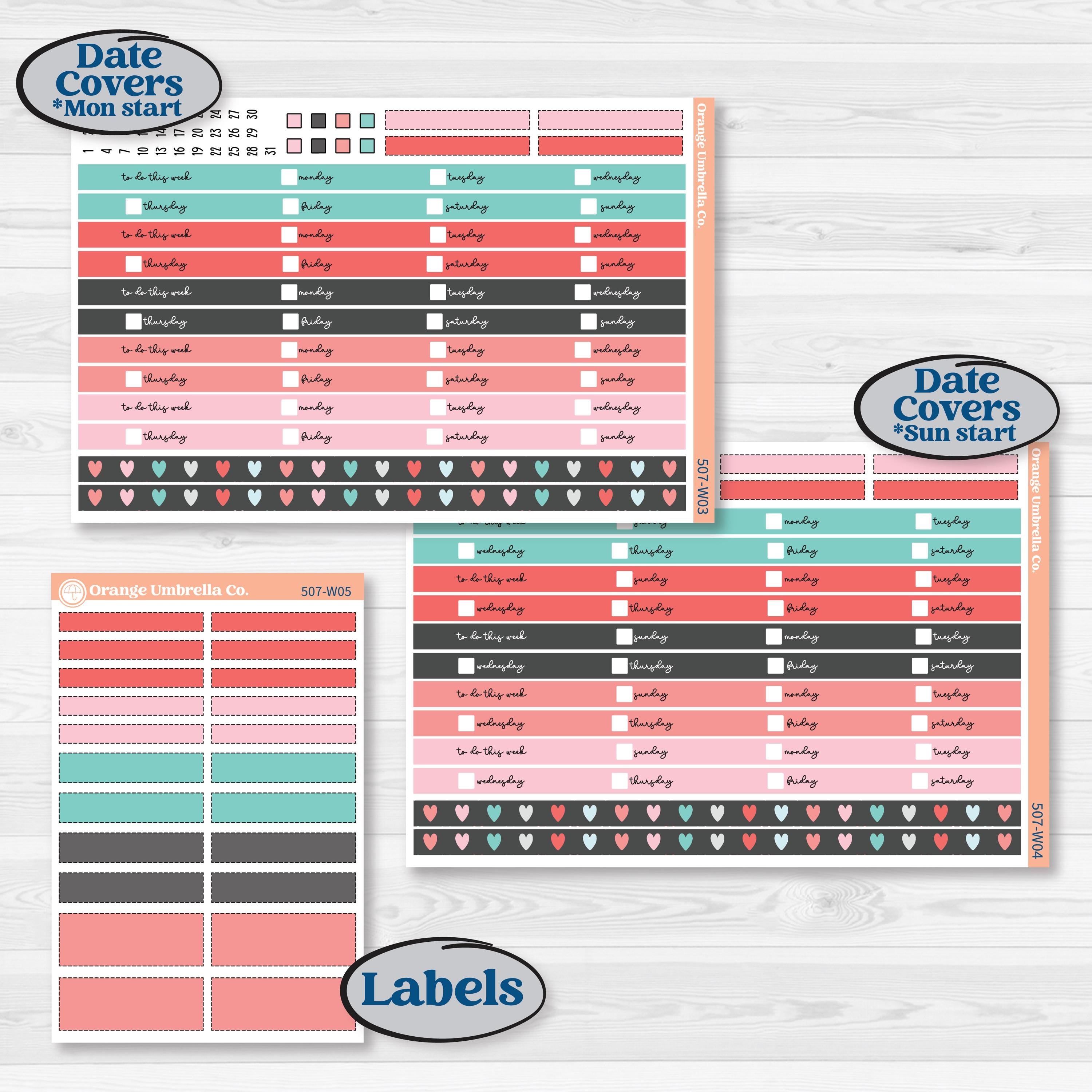 Sweet Valentine Florals | Laurel Denise Scout Large Planner Kit Stickers | Call Me Sweetheart | KIT-507-W