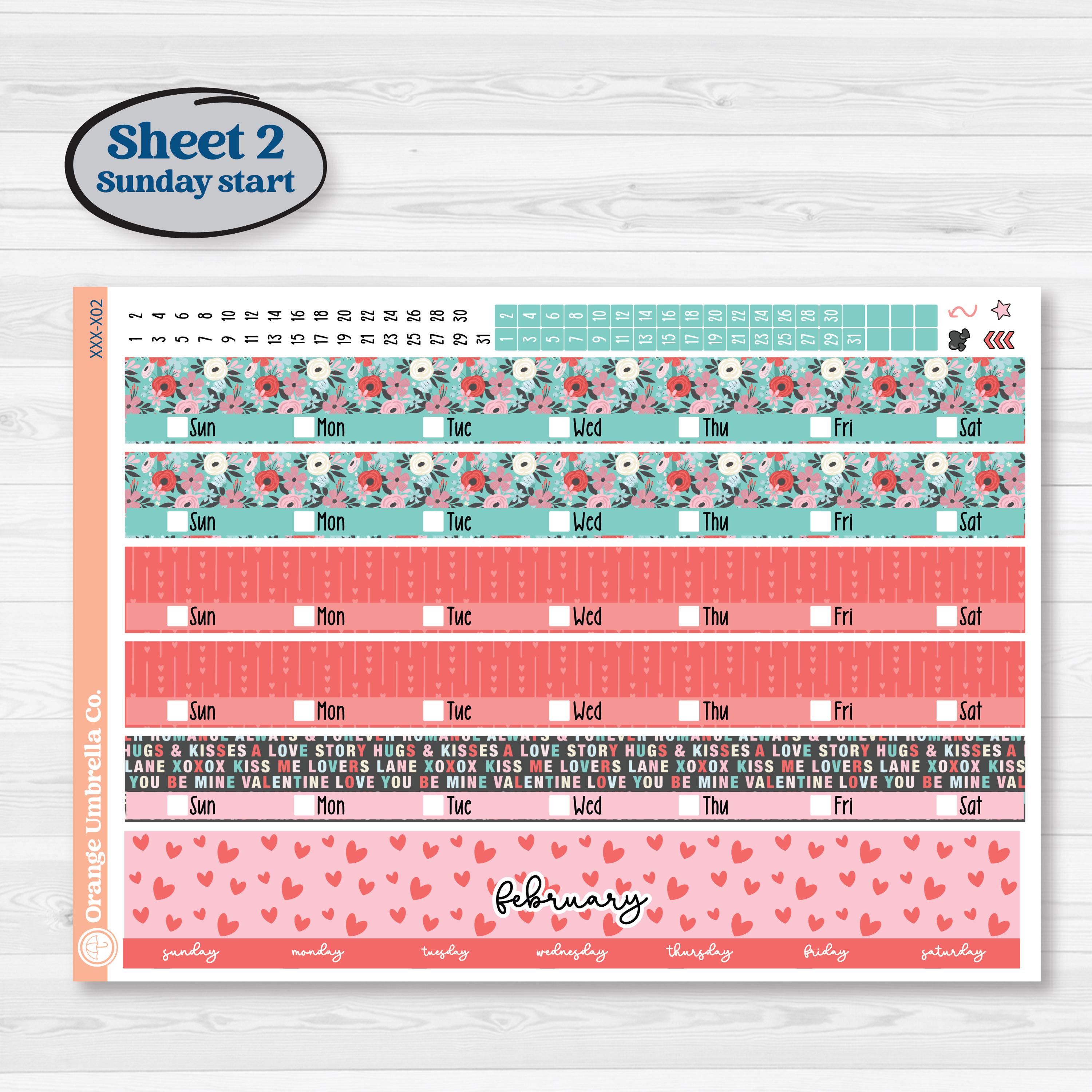 Sweet Valentine Florals | Laurel Denise Jo Large Planner Kit Stickers | Call Me Sweetheart | KIT-507-X