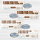Coffee & Florals Sticker Kit | Weekly Sticker Kit for Vertical Planners like Erin Condren | Mocha | KIT-508-A