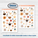 Coffee & Florals Sticker Kit | Weekly Sticker Kit for Vertical Planners like Erin Condren | Mocha | KIT-508-A