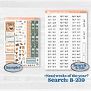 Coffee & Florals Sticker Kit | Hobonichi Cousin Weekly or Daily Planner Kit Stickers | Mocha | KIT-508-E