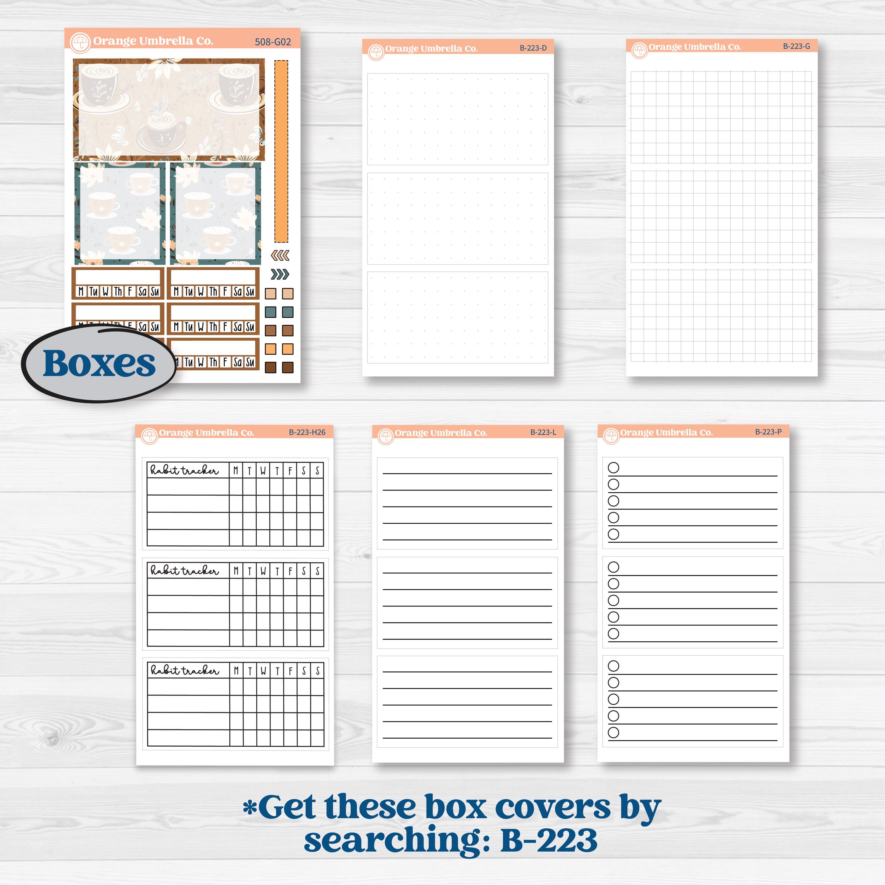 Coffee & Florals Sticker Kit | Erin Condren Weekly Dashboard Planner Kit Stickers | Mocha | KIT-508-G