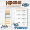 Coffee & Florals Sticker Kit | Plum Vertical Priorities 7x9 Planner Kit Stickers | Mocha | KIT-508-H