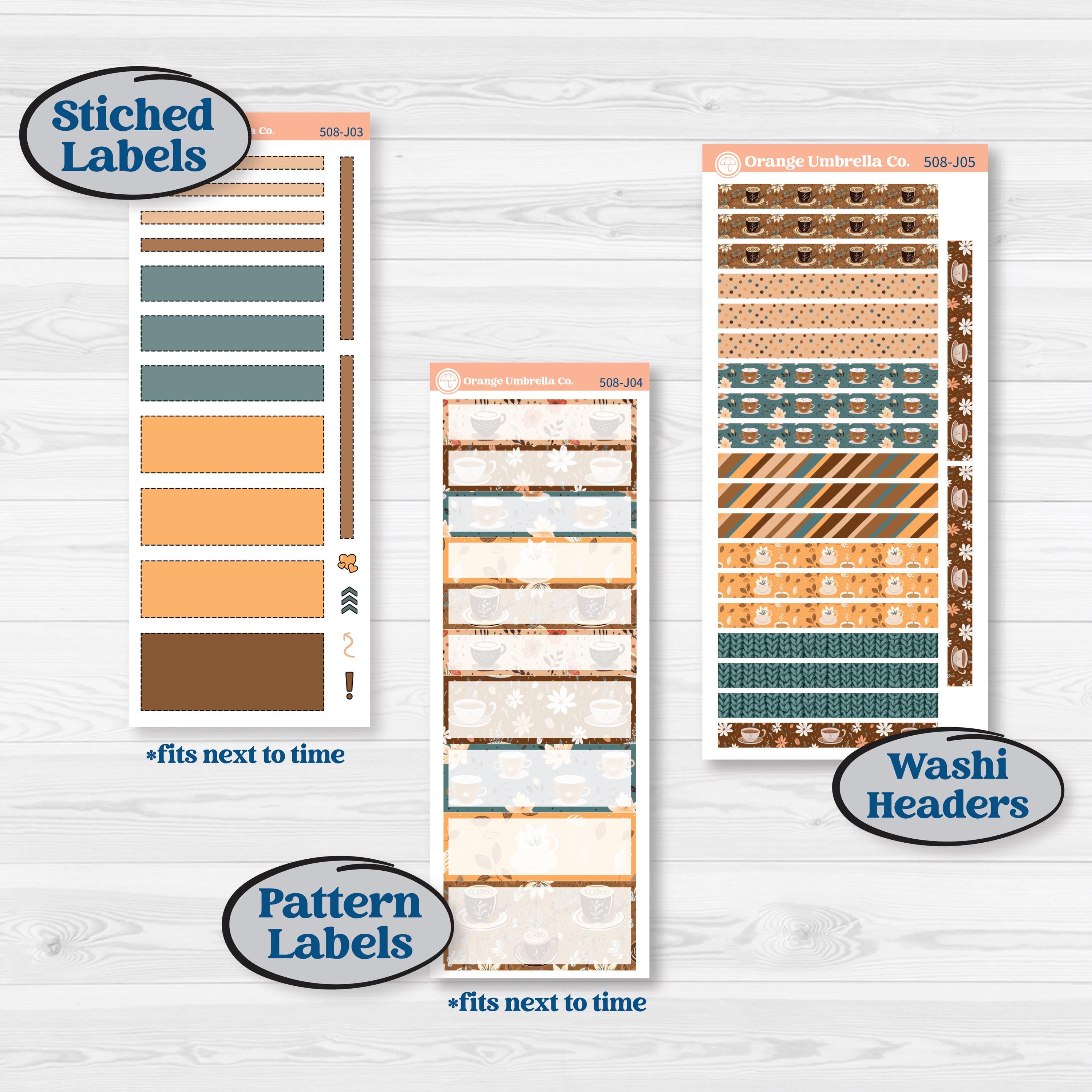 Coffee & Florals Sticker Kit | A5 Daily Duo Planner Kit Stickers | Mocha | KIT-508-J