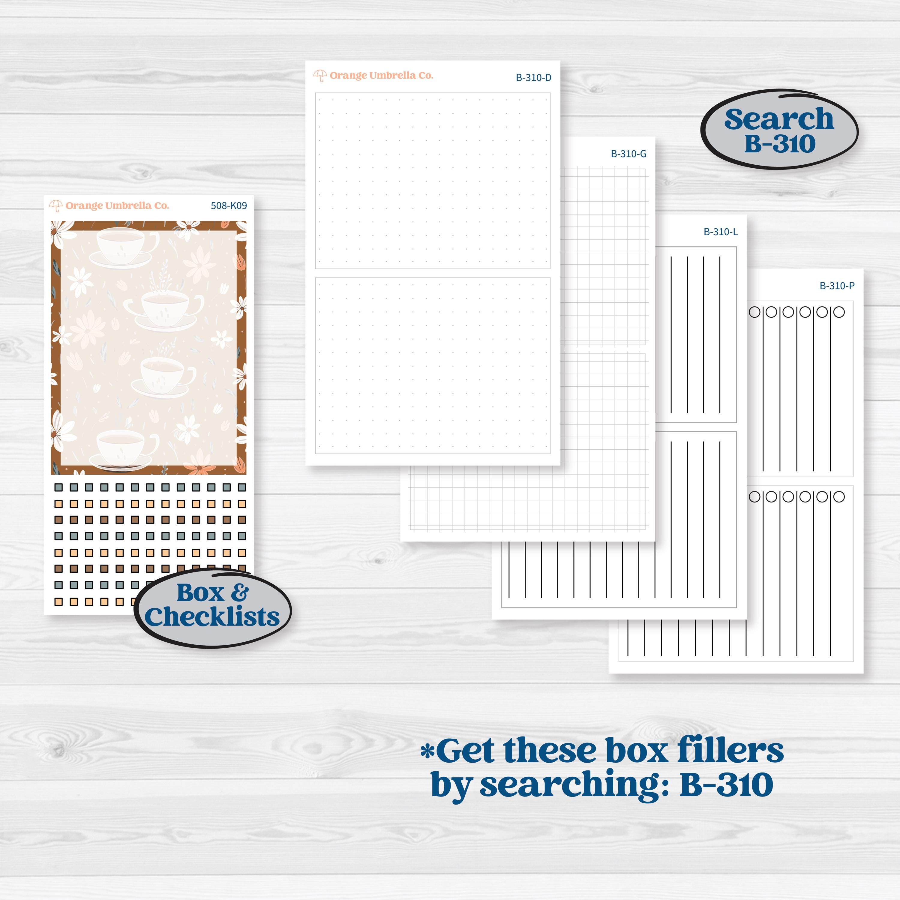 Coffee & Florals Sticker Kit | 7x9 Erin Condren Daily Duo Planner Kit Stickers | Mocha | KIT-508-K