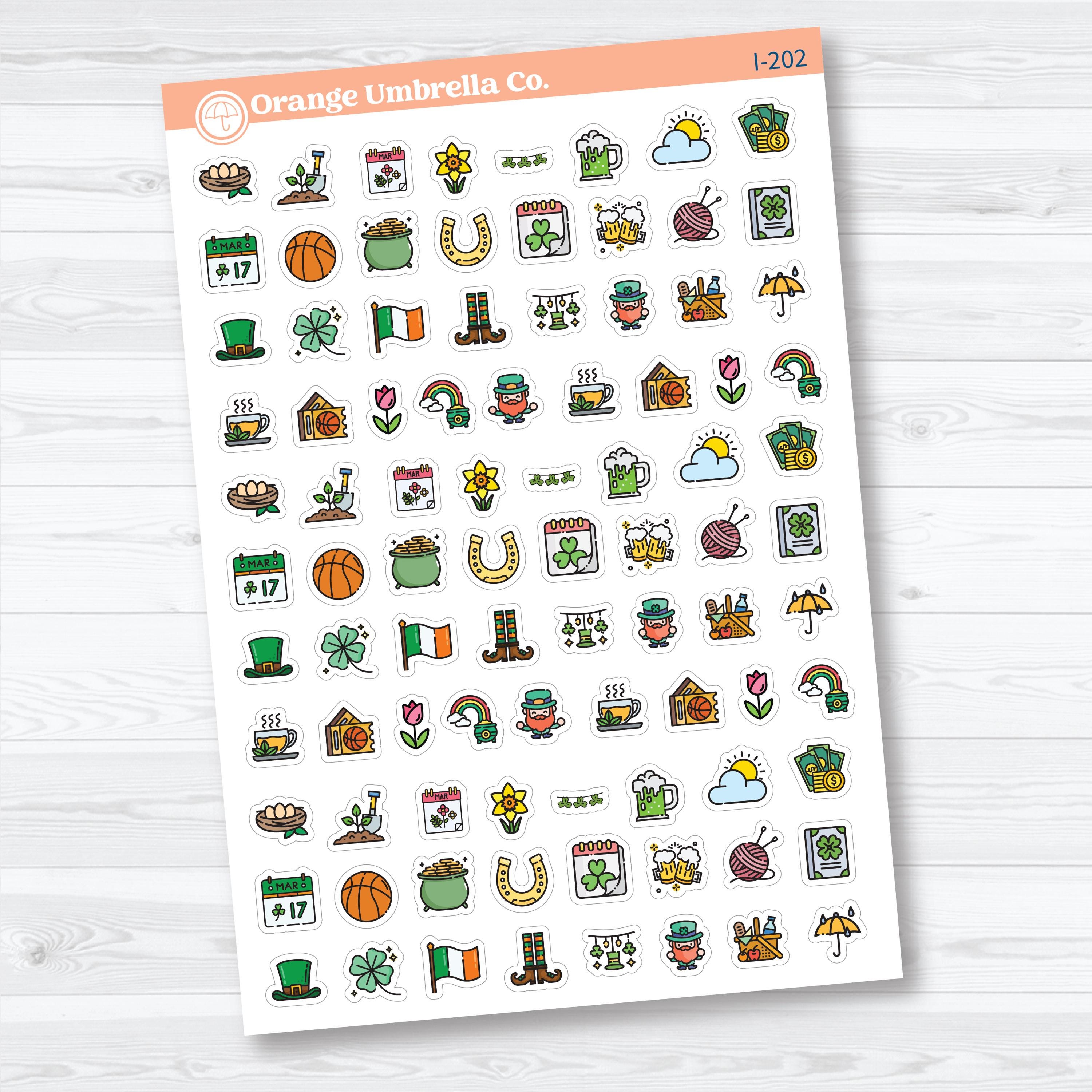 March & St. Patrick’s Day Icons | Planner Stickers | I-202