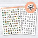 March and St. Patrick’s Day planner icon stickers with seasonal holiday designs on a white matte sticker sheet