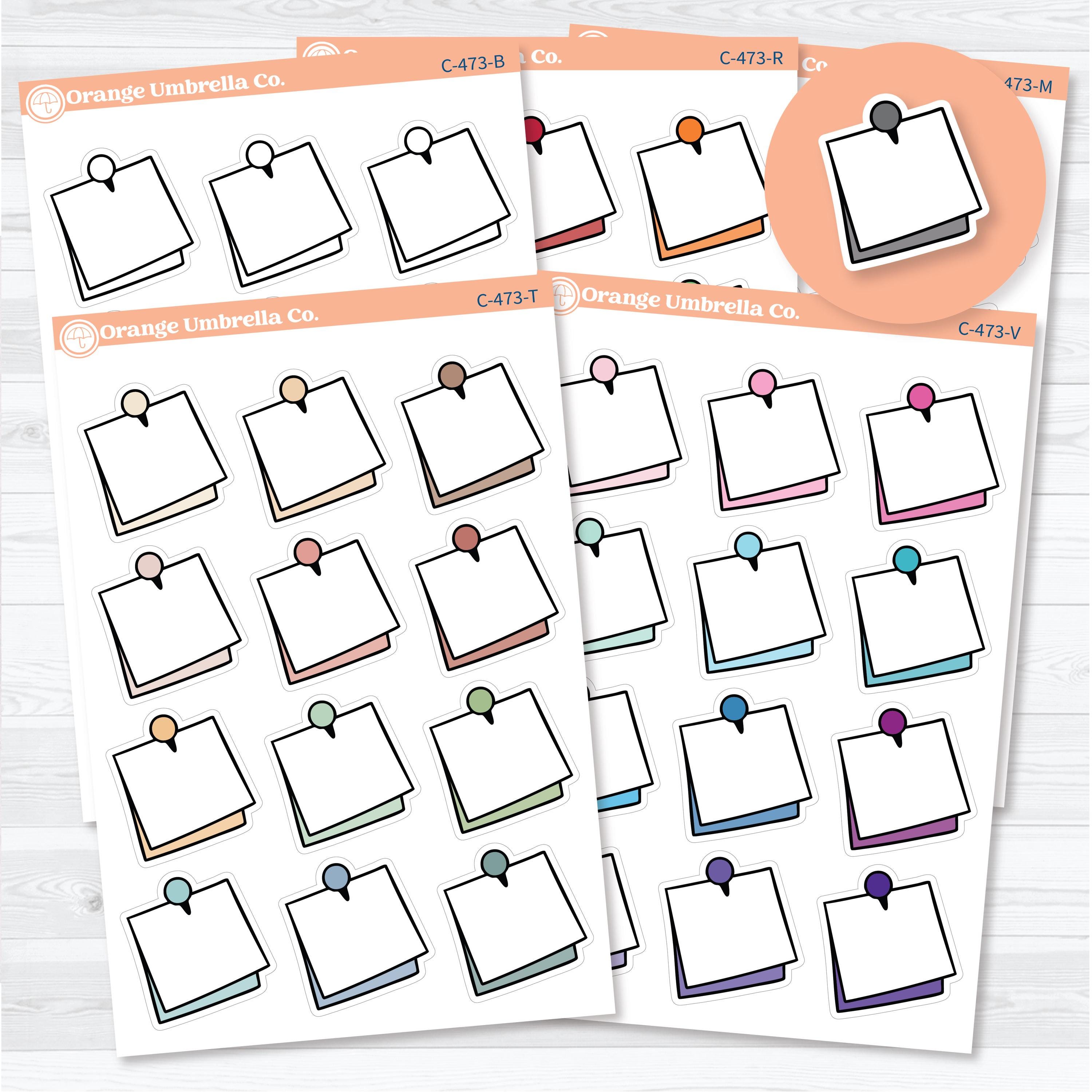 Large push pin doodle label planner stickers on a white matte stick