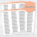2026 dates of the month planner stickers in F18 font on a white matte sticker sheet