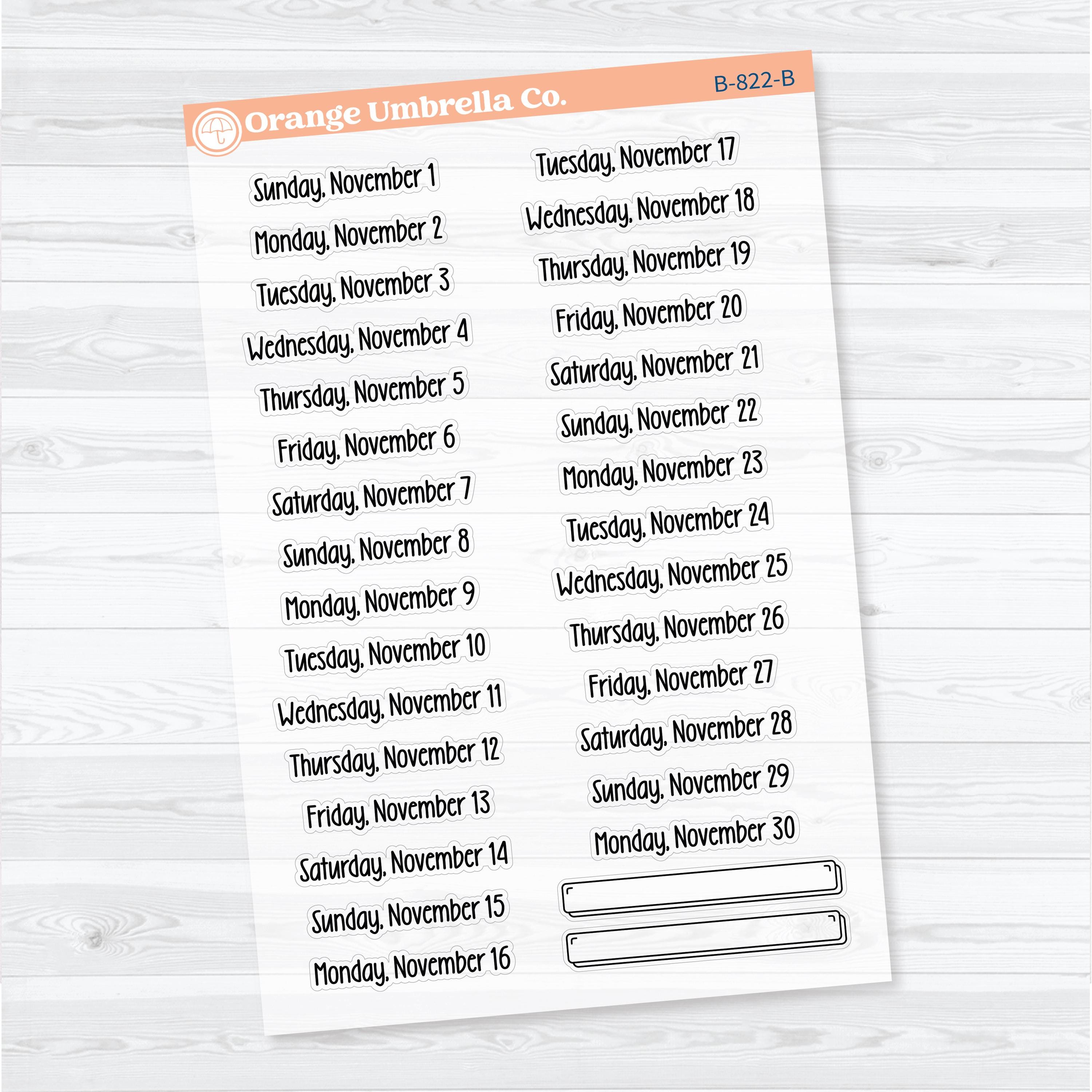 2026 Dates of the Month Stickers | F18 | Clear Matte Planner Stickers | B-818–823-BCM