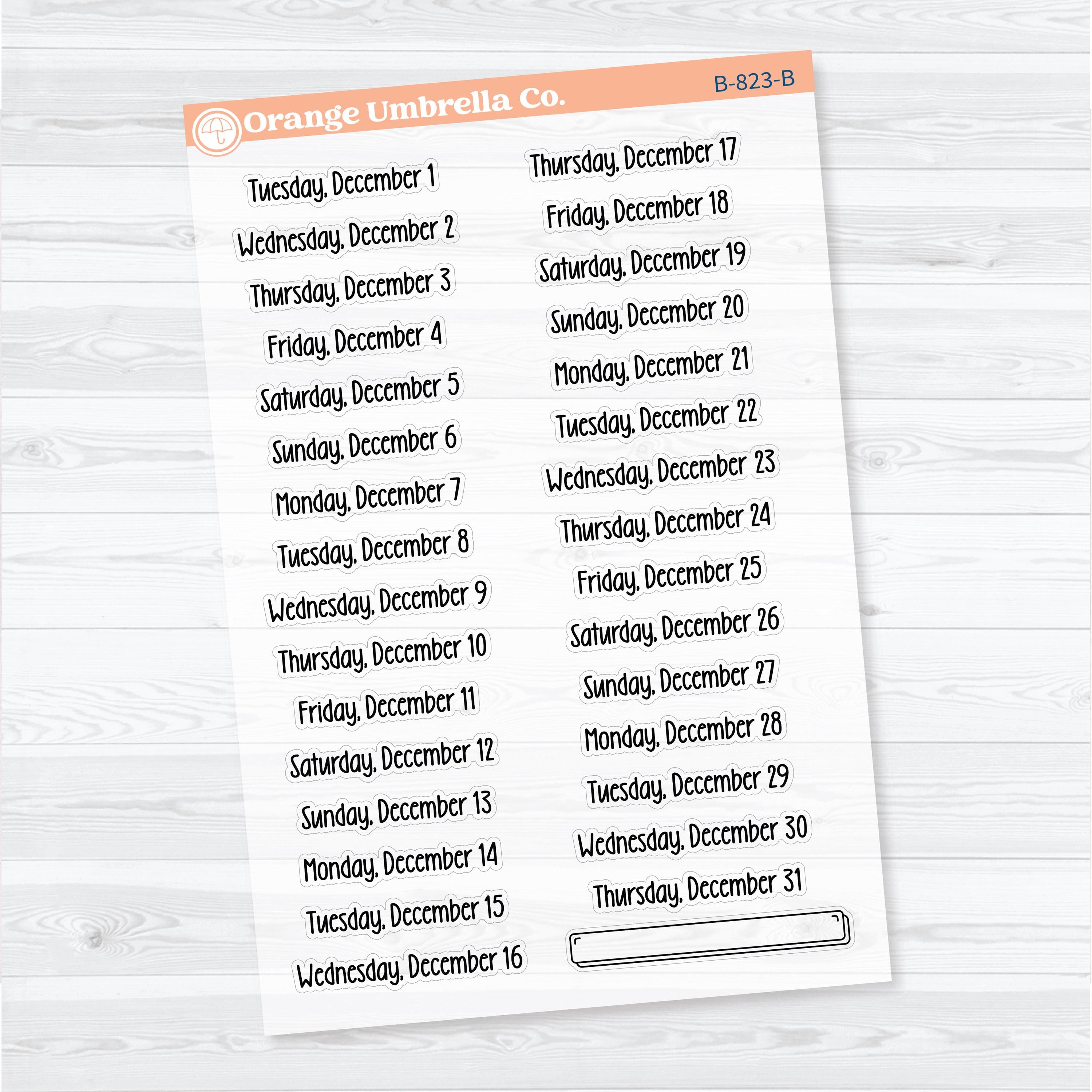 2026 Dates of the Month Stickers | F18 | Clear Matte Planner Stickers | B-818–823-BCM