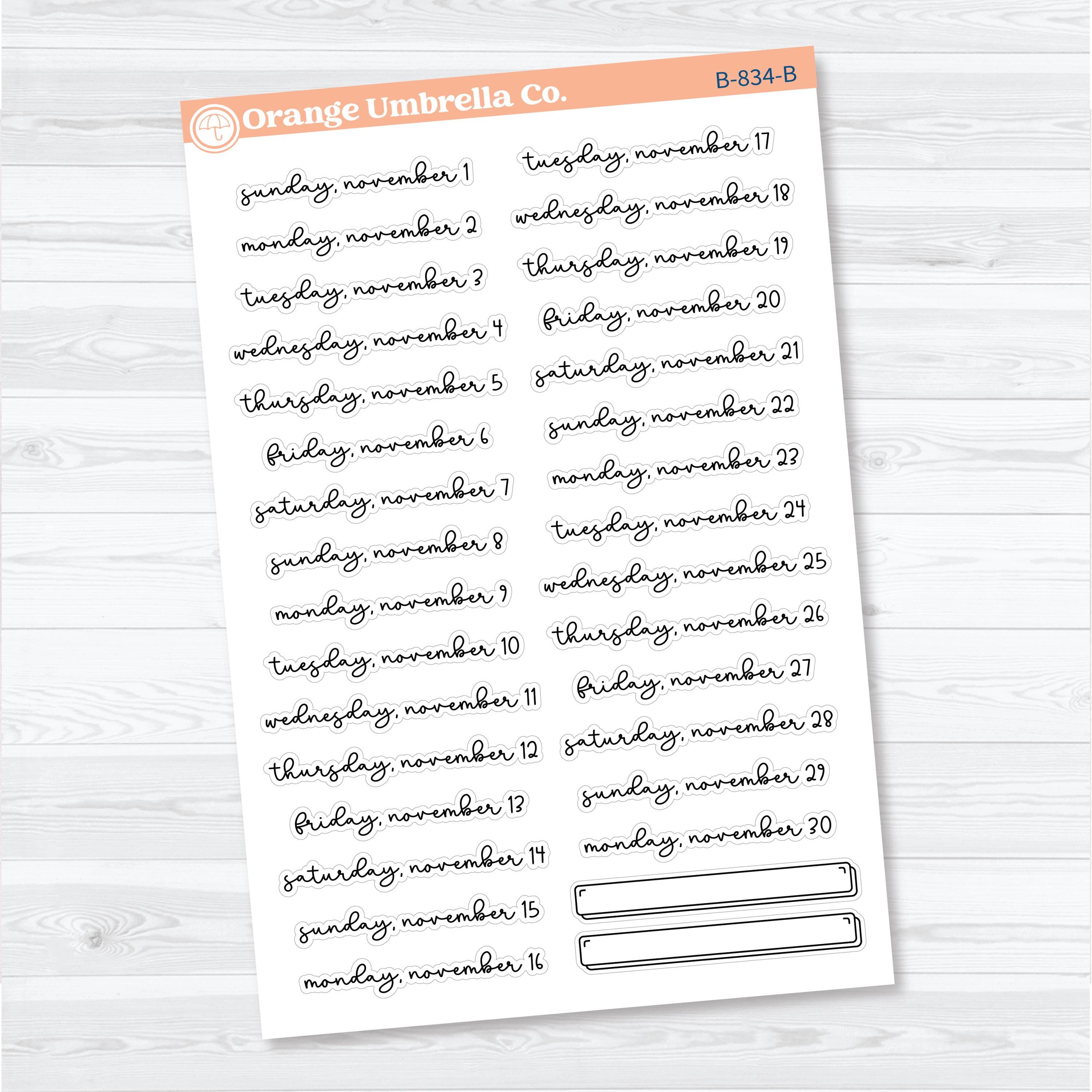 2026 Dates of the Month Stickers | F18 | Planner Stickers | B-830-835-B
