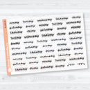 Hand Doodled Days of the Week Stickers | Clear Matte Planner Stickers | B-406-CM