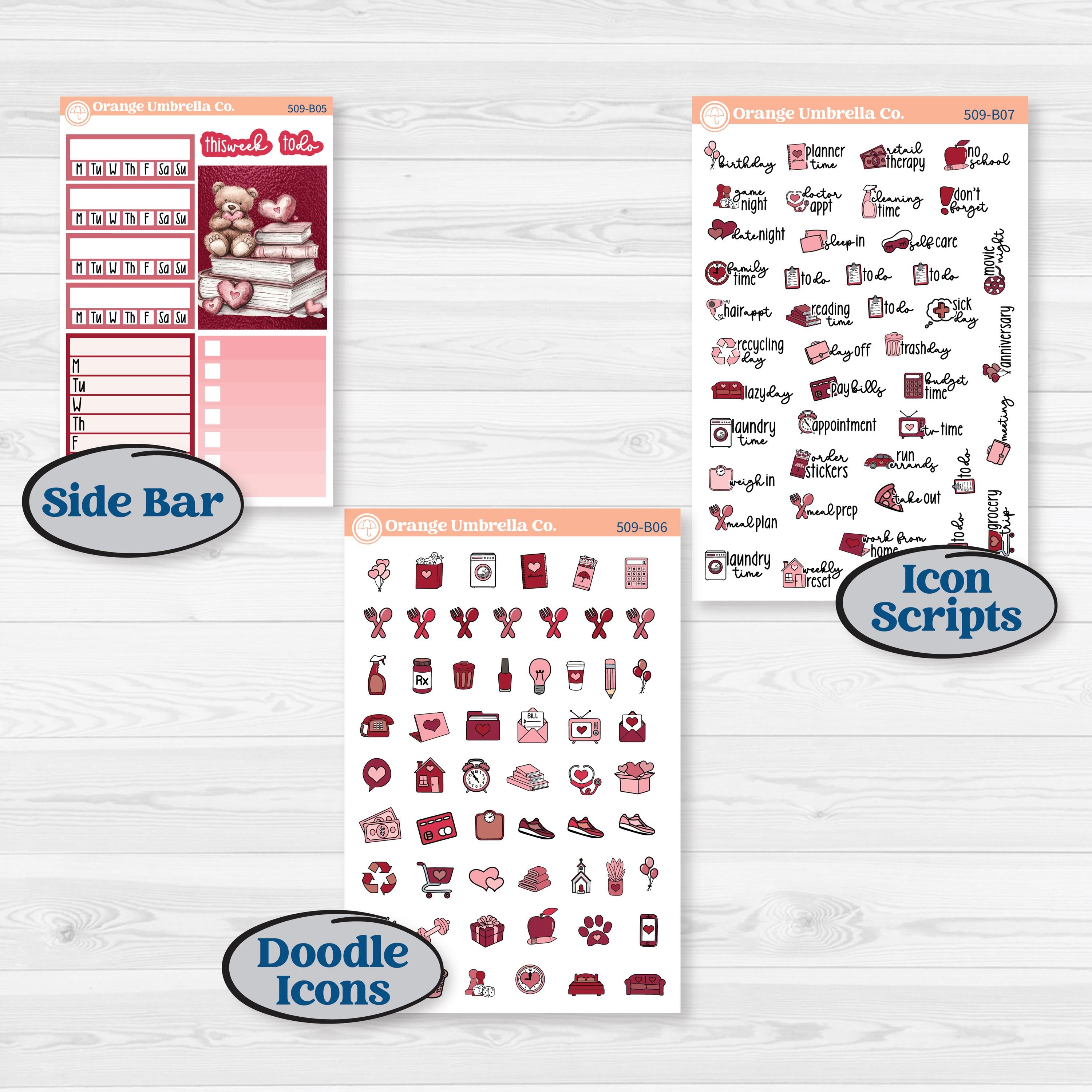 Valentine Book Kit | Weekly Add-On Planner Kit Stickers | Romance | KIT-509-B