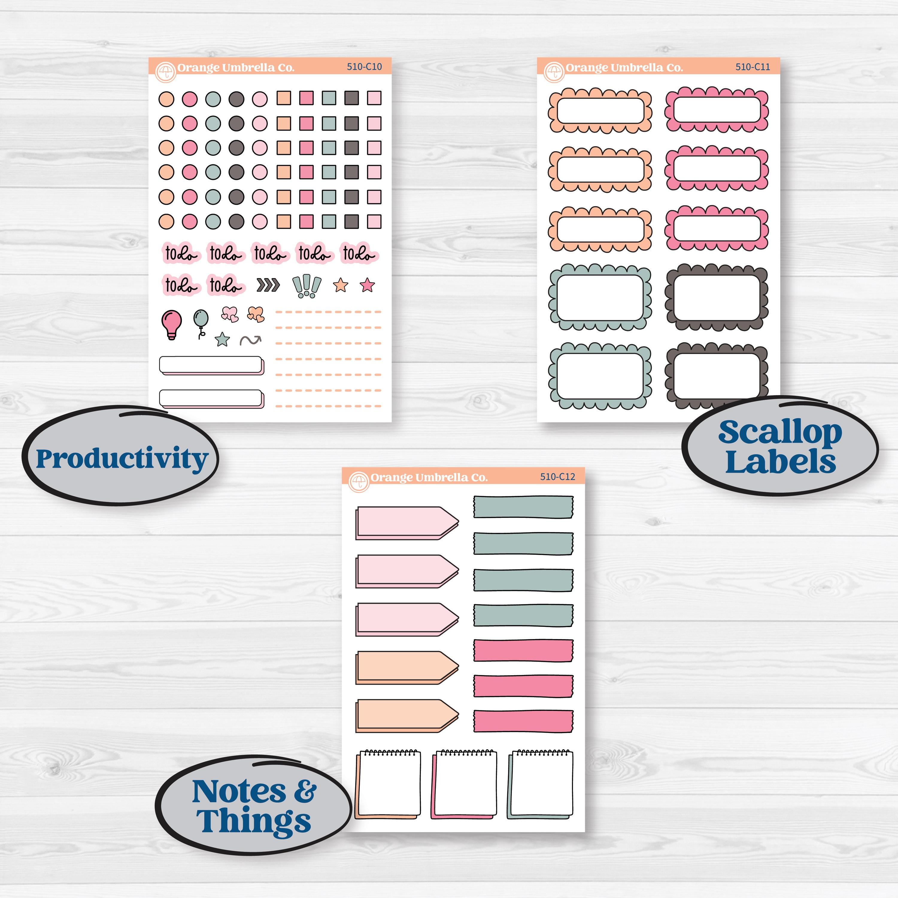 Soft Pink Florals | Weekly Add-On Labels Planner Kit Stickers | I Pick You | KIT-510-C