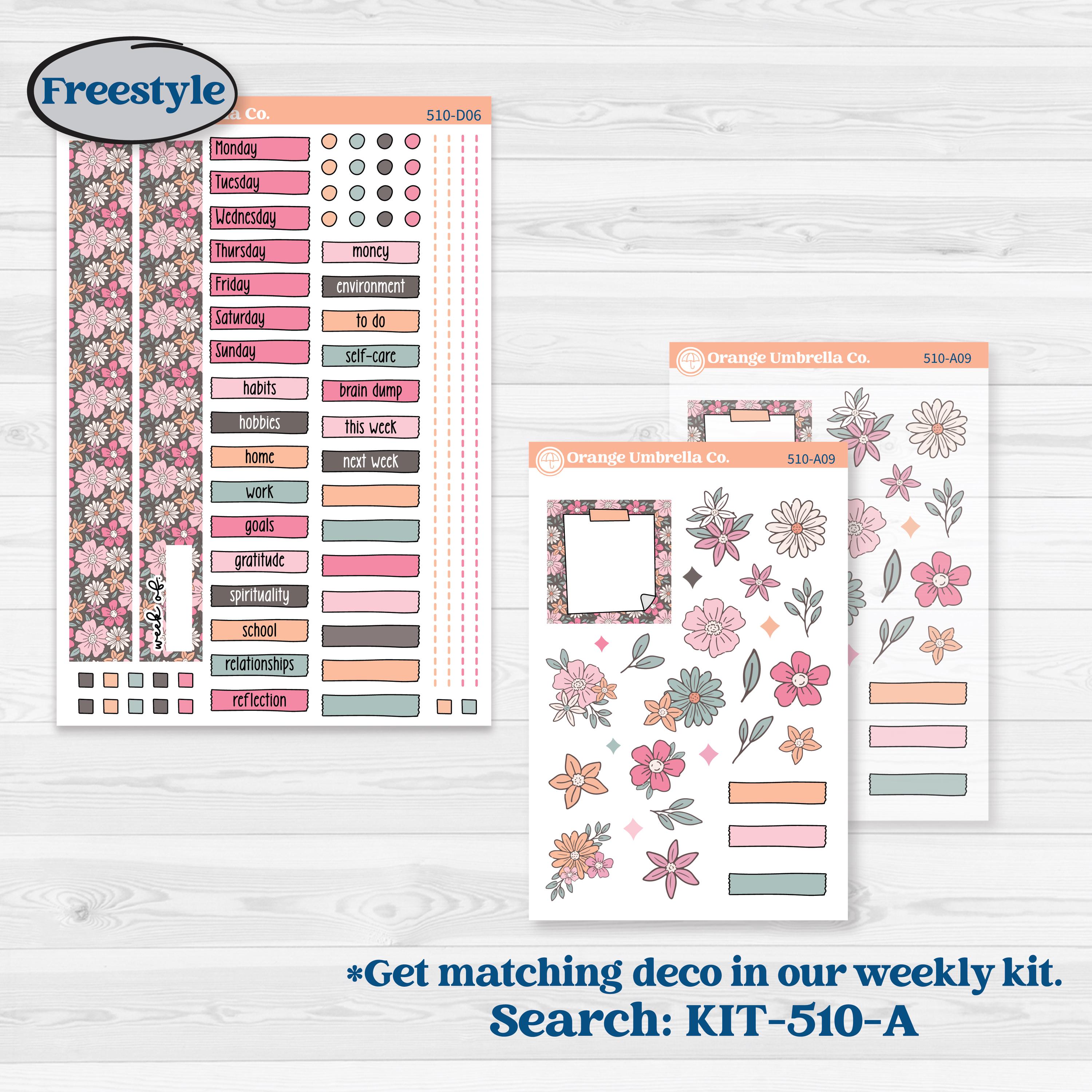 Soft Pink Florals | Journaling or Scrapbooking Kit | Creative Junk Journal Planner Stickers | I Pick You | KIT-510-D