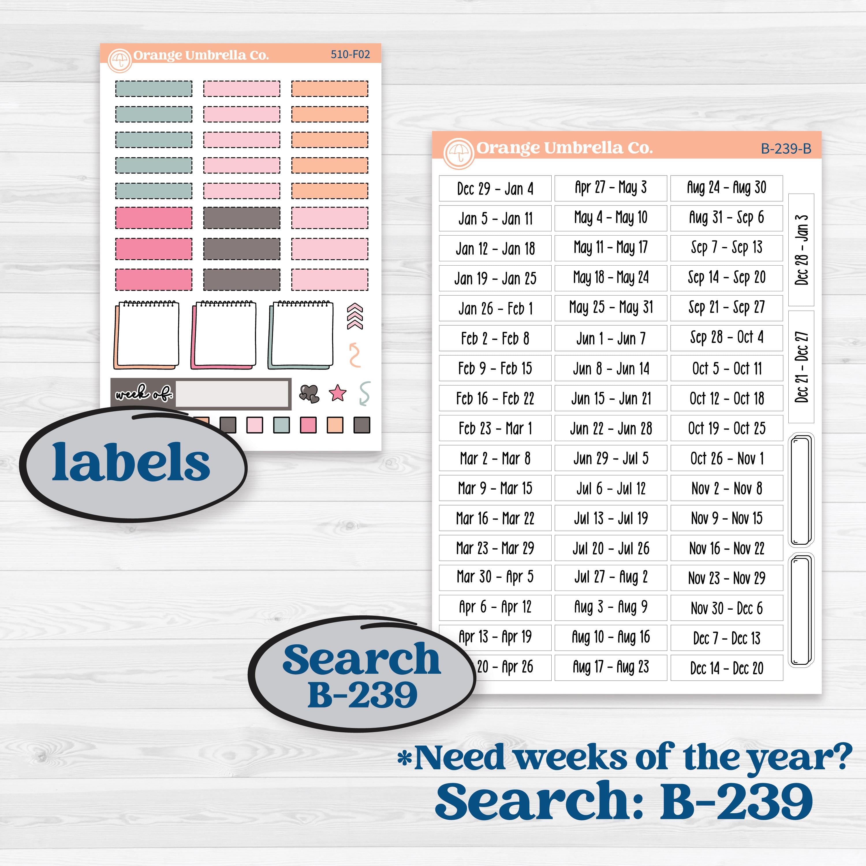 Soft Pink Florals | Hobonichi Weeks Weekly Planner Kit Stickers | I Pick You | KIT-510-F