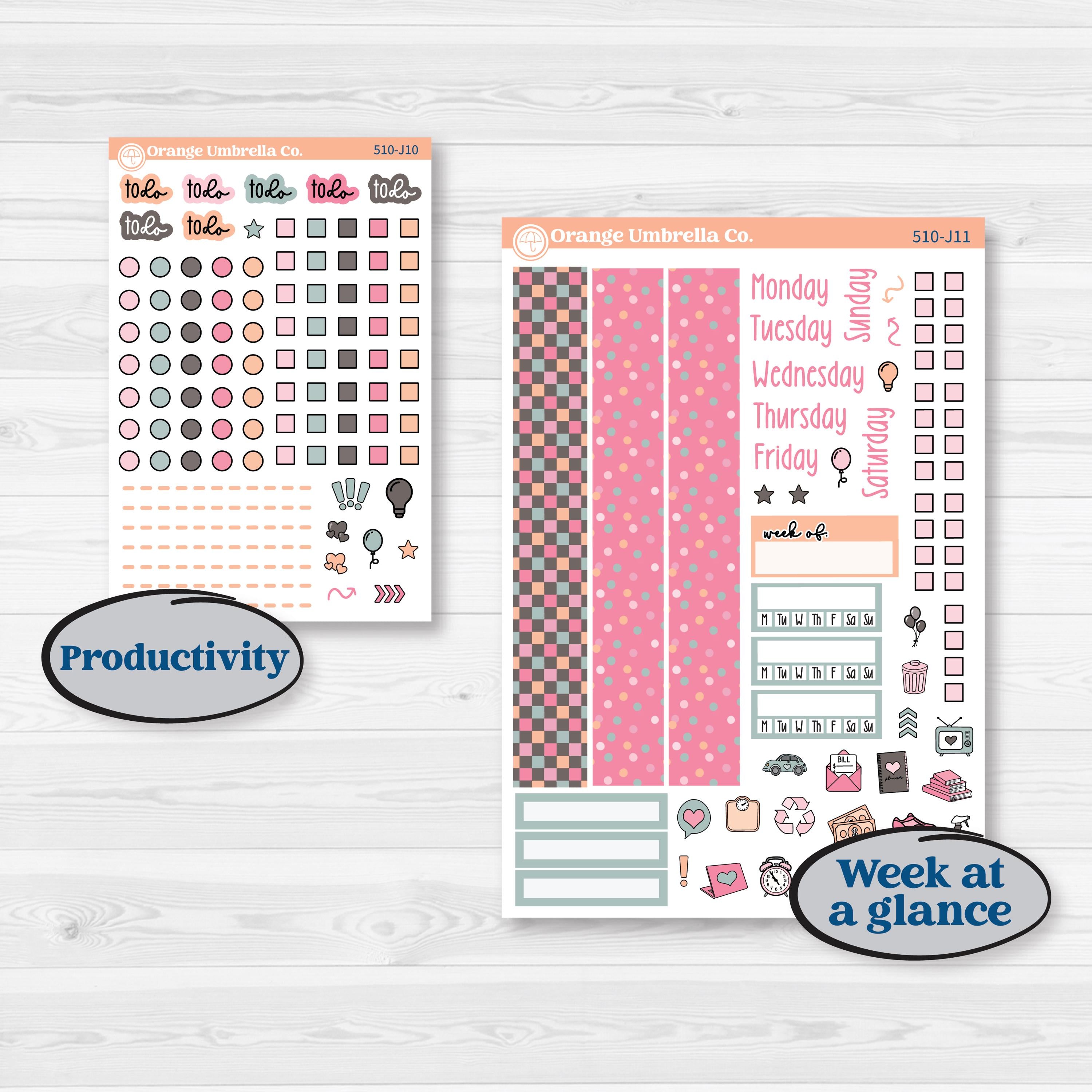 Soft Pink Florals | A5 Daily Duo Planner Kit Stickers | I Pick You | KIT-510-J