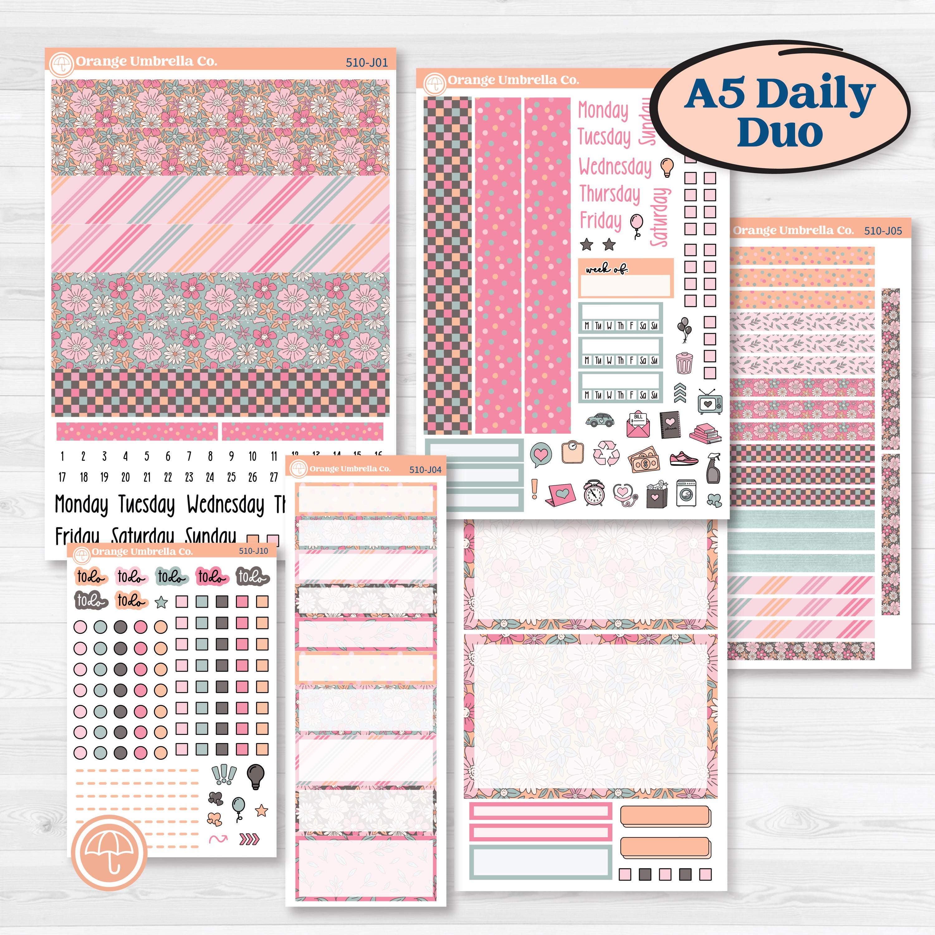 Soft Pink Florals | A5 Daily Duo Planner Kit Stickers | I Pick You | KIT-510-J