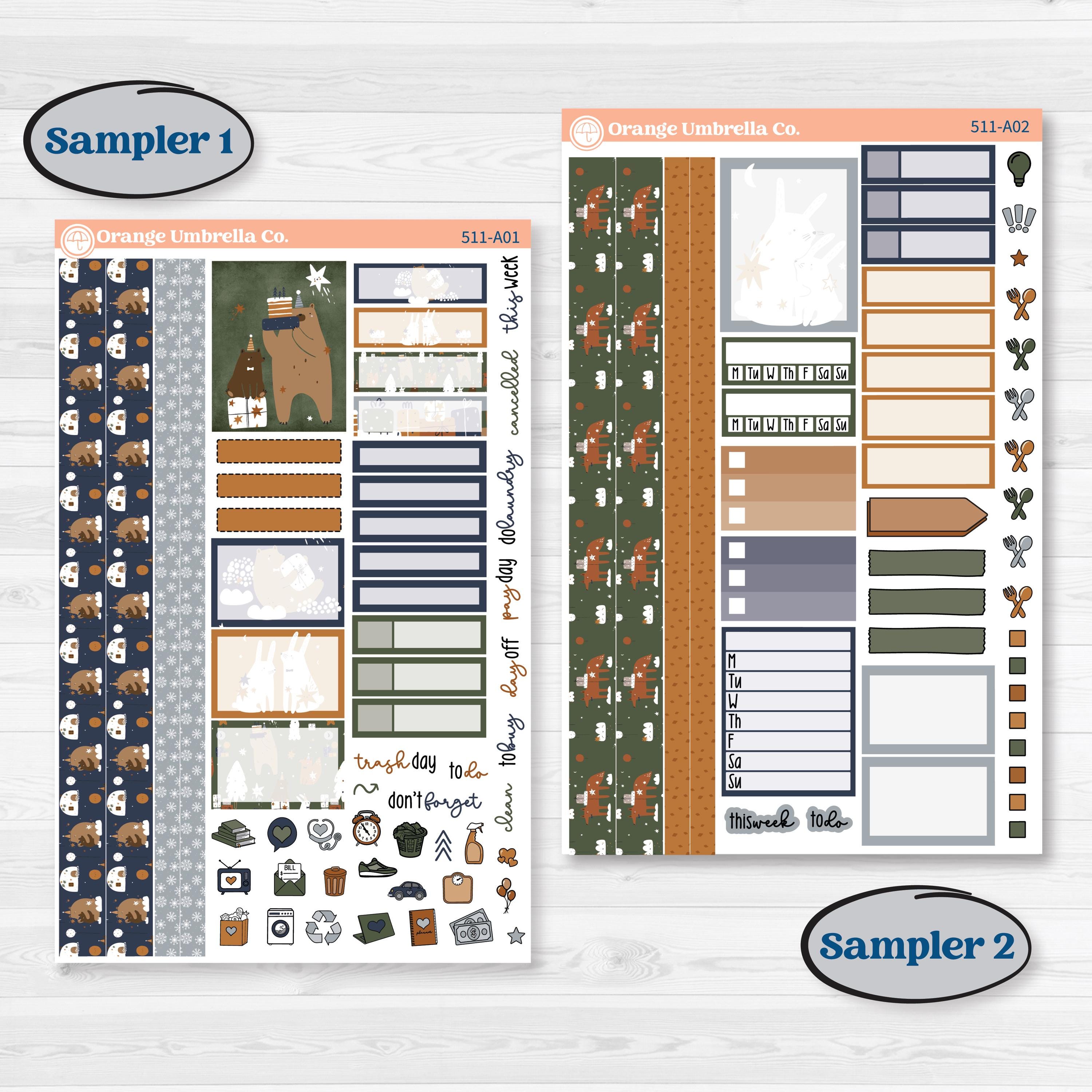 Woodland Birthday Celebration Stickers | Weekly Sticker Kit for Vertical Planners like Erin Condren | Confetti | KIT-511-A