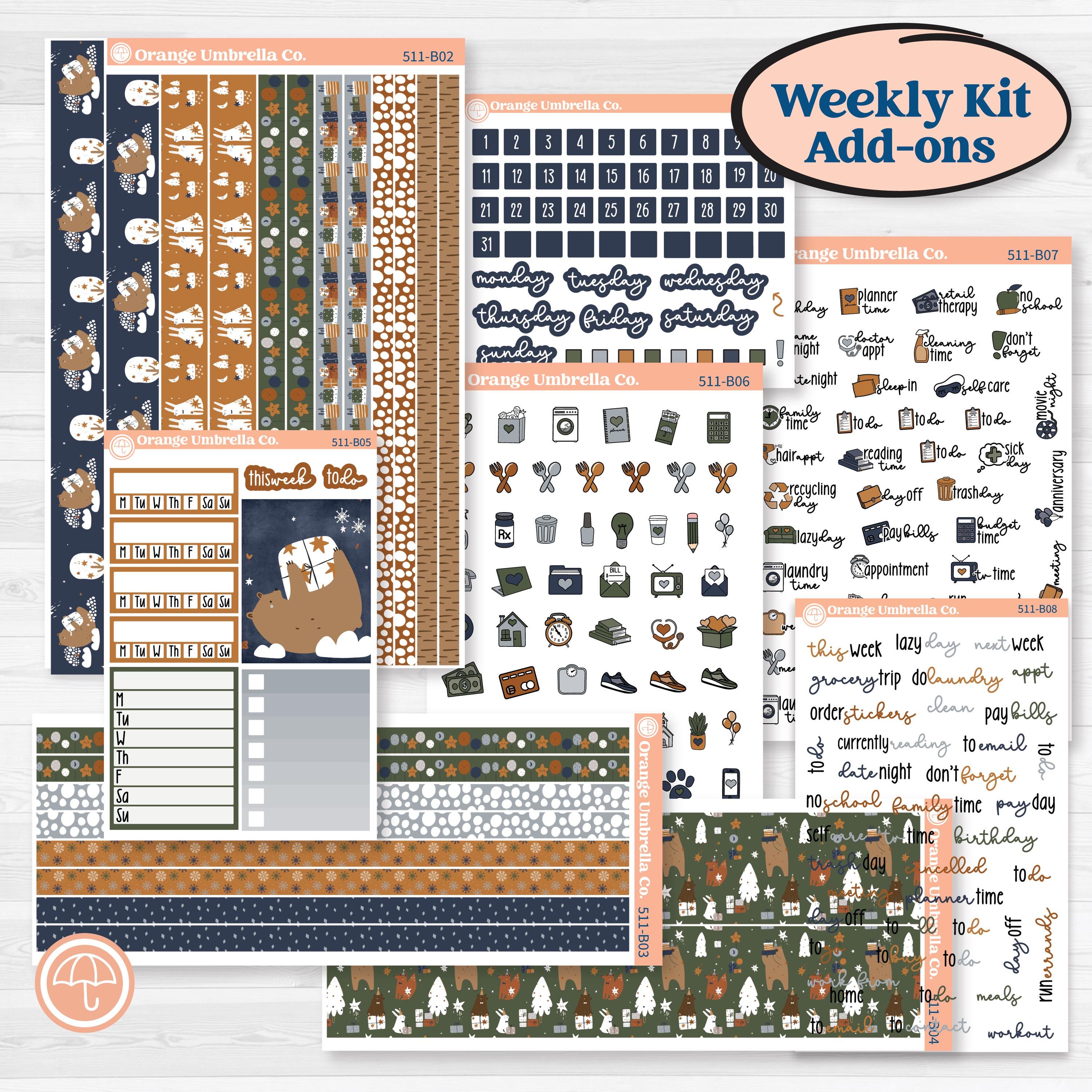 Woodland Birthday Celebration Stickers | Weekly Add-On Planner Kit Stickers | Confetti | KIT-511-B