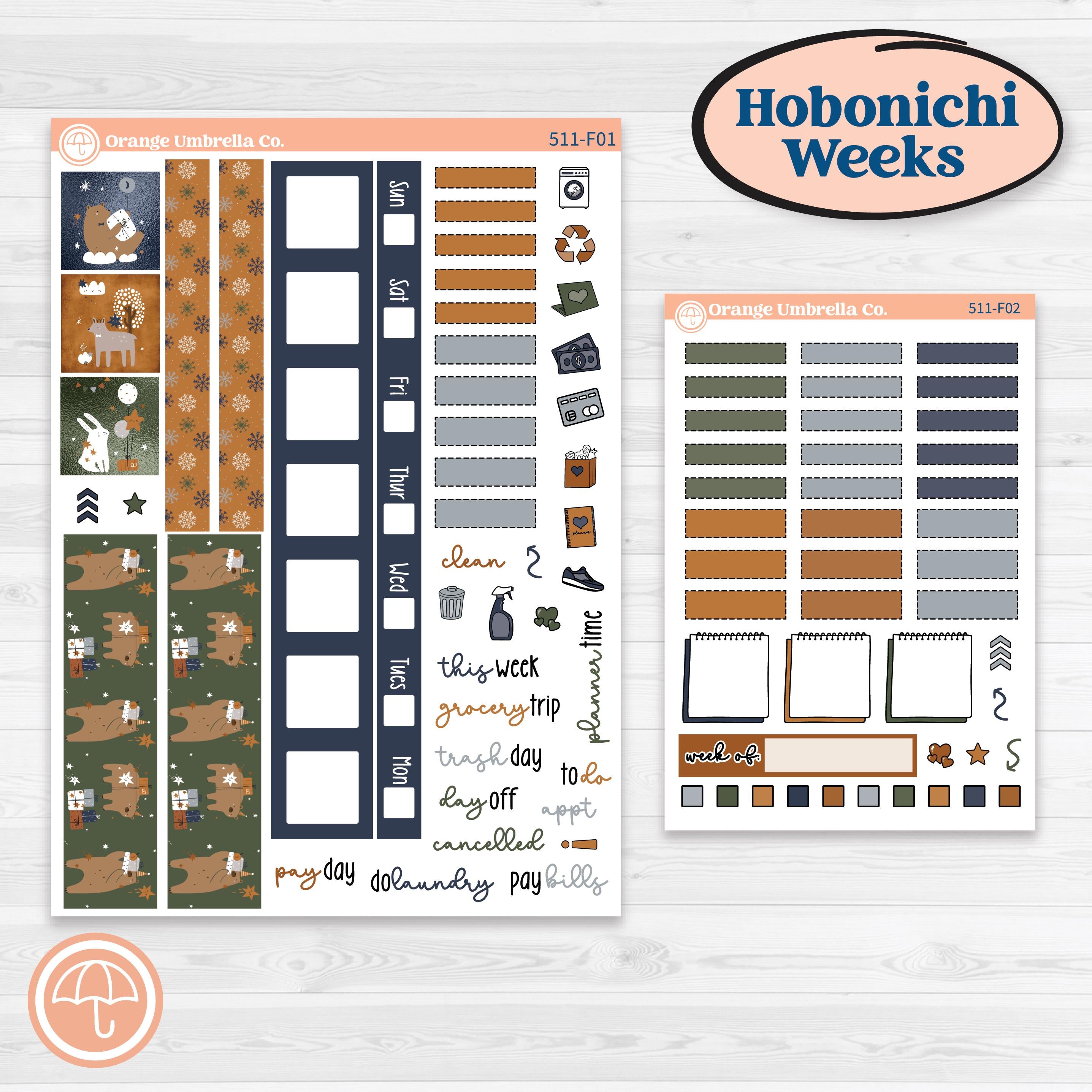 Woodland Birthday Celebration Stickers | Hobonichi Weeks Weekly Planner Kit Stickers | Confetti | KIT-511-F