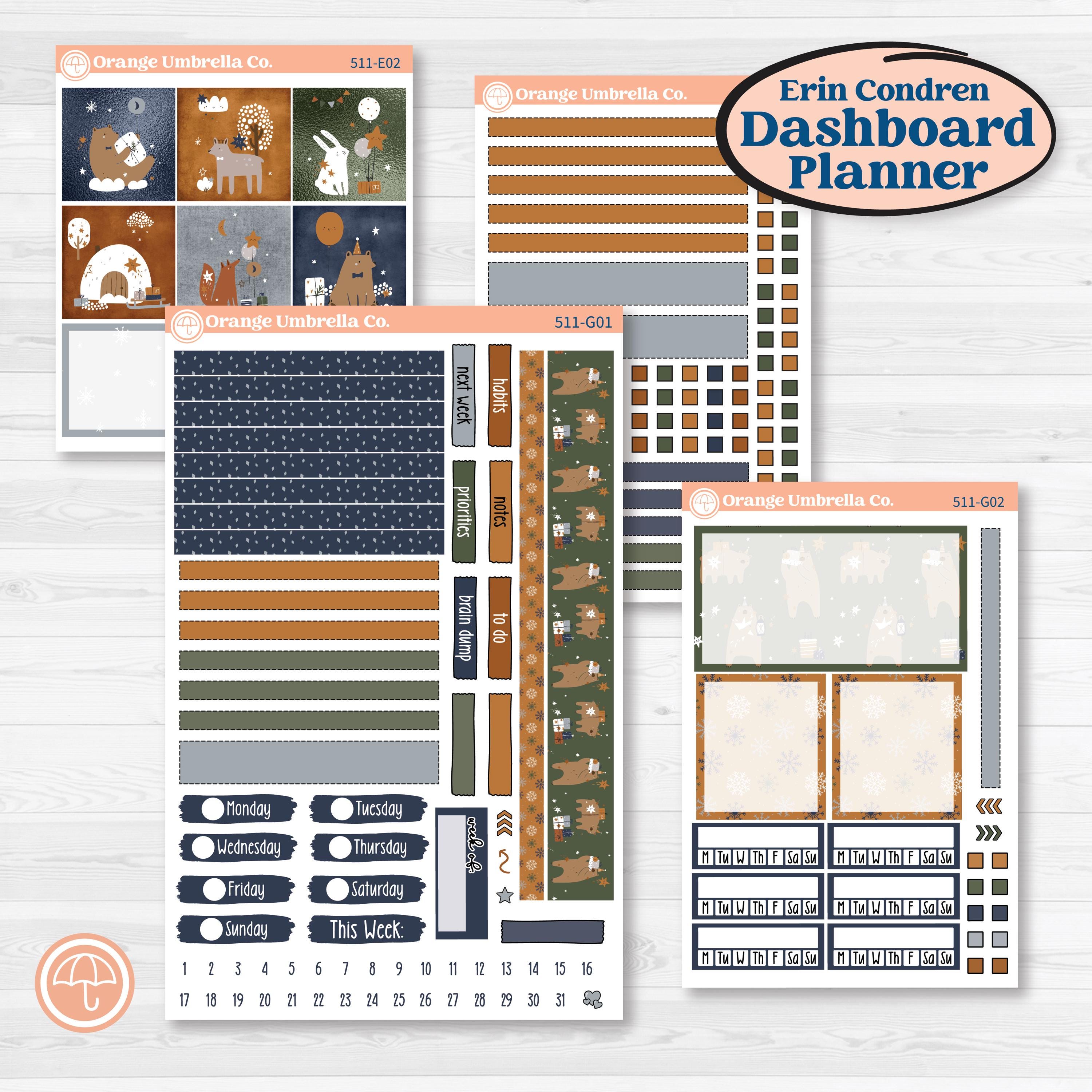 Woodland Birthday Celebration Stickers | Erin Condren Weekly Dashboard Planner Kit Stickers | Confetti | KIT-511-G