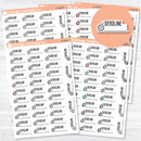 Deadline event label planner stickers with clock icons on a white matte sticker sheet