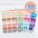 Ombre checklist box planner stickers with three-line priority boxes on a white matte sticker sheet
