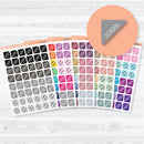 School mini corner flag planner stickers in assorted colors on a white matte sticker sheet