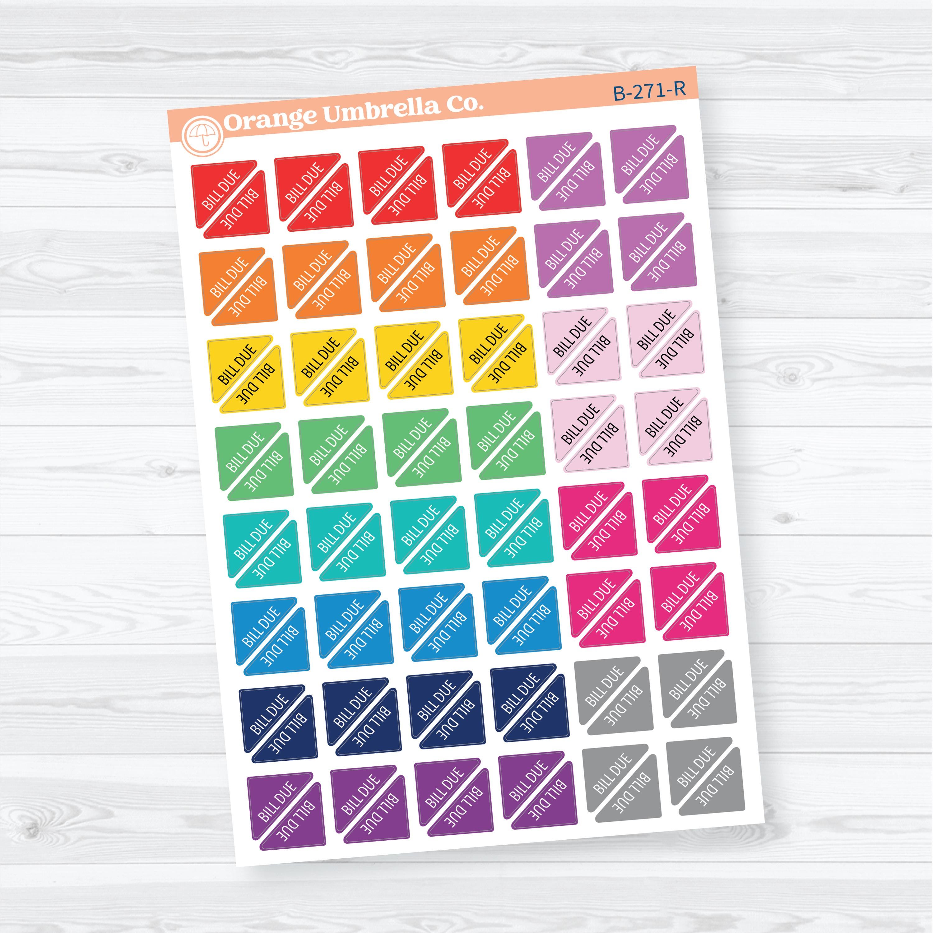 Bill Due Mini Corner Flags | Planner Stickers | B-271