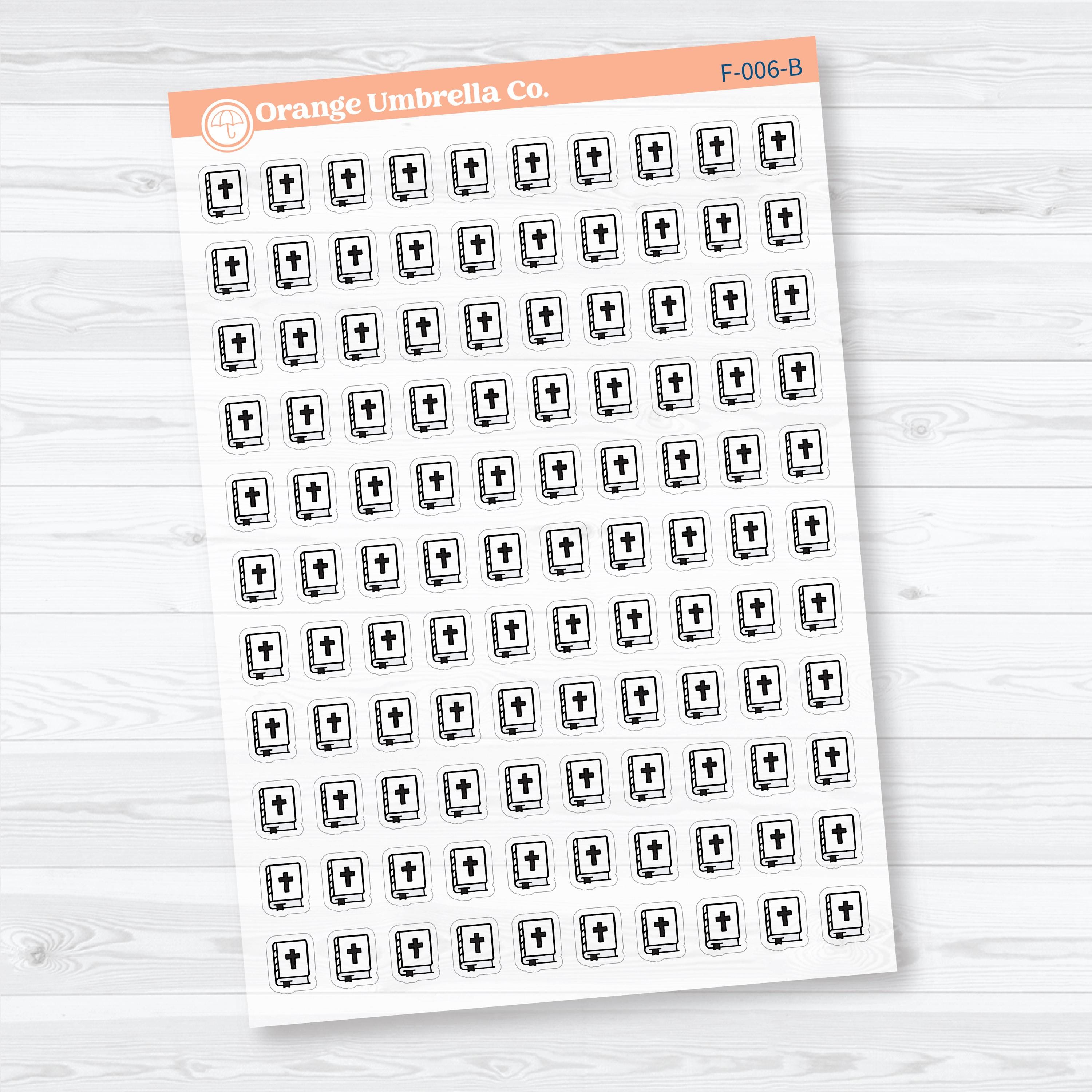 Bible Study & Church Icons | Clear Matte Planner Stickers | F-006-CM