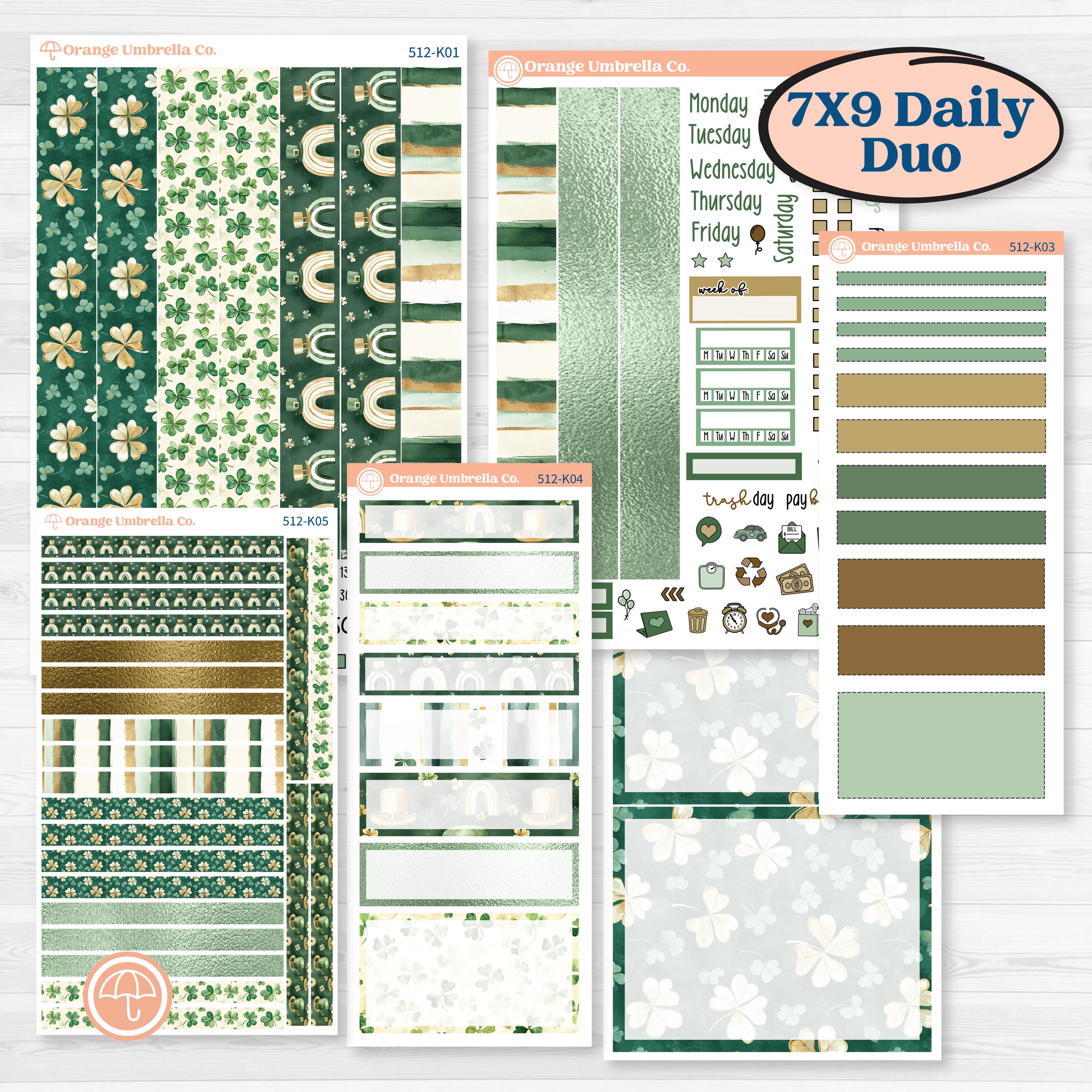 St. Patrick’s Day | 7x9 Erin Condren Daily Duo Planner Kit Stickers | Emerald Isle | KIT-512-K