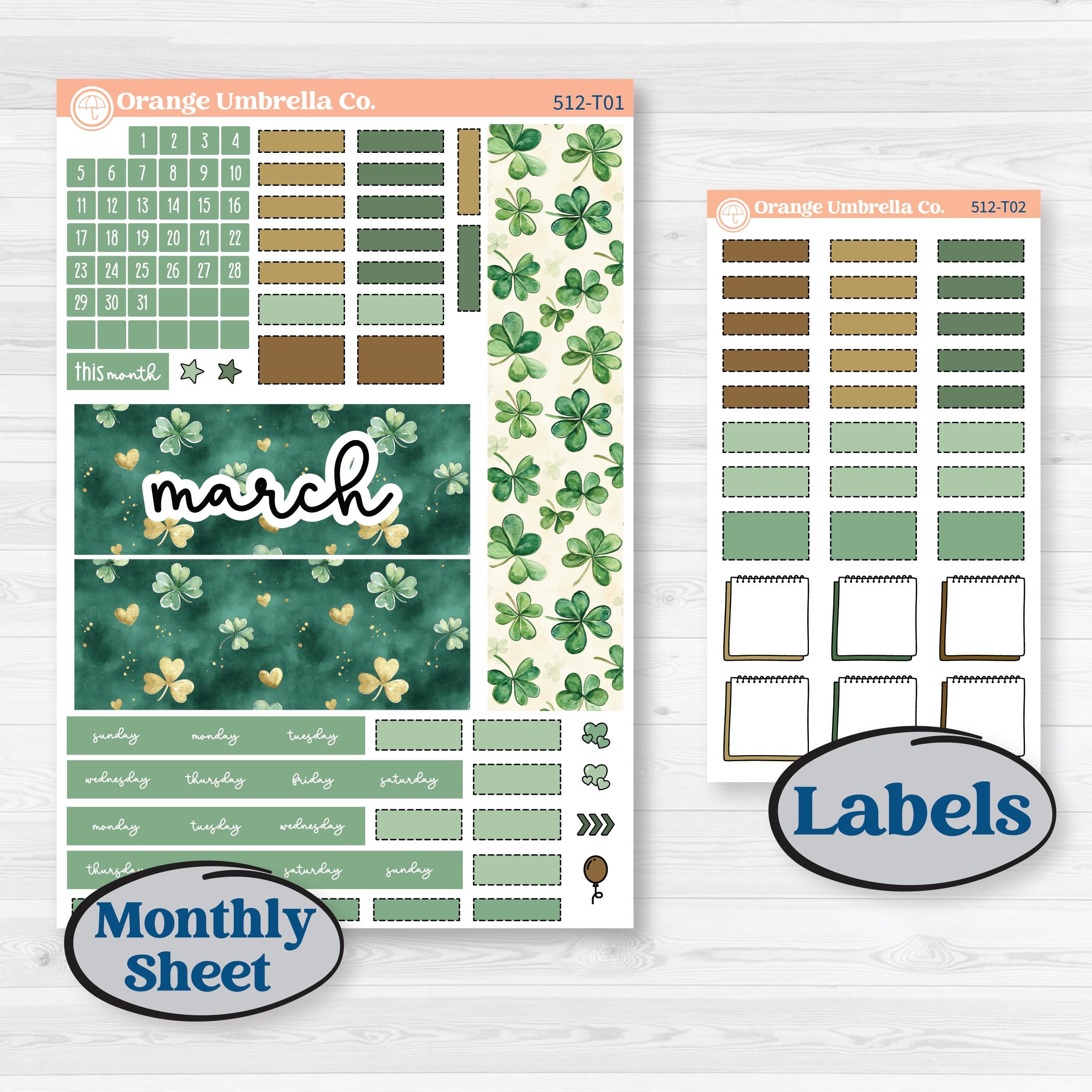 St. Patrick’s Day | Hobonichi Weeks Monthly Planner Kit Stickers | Emerald Isle | KIT-512-T