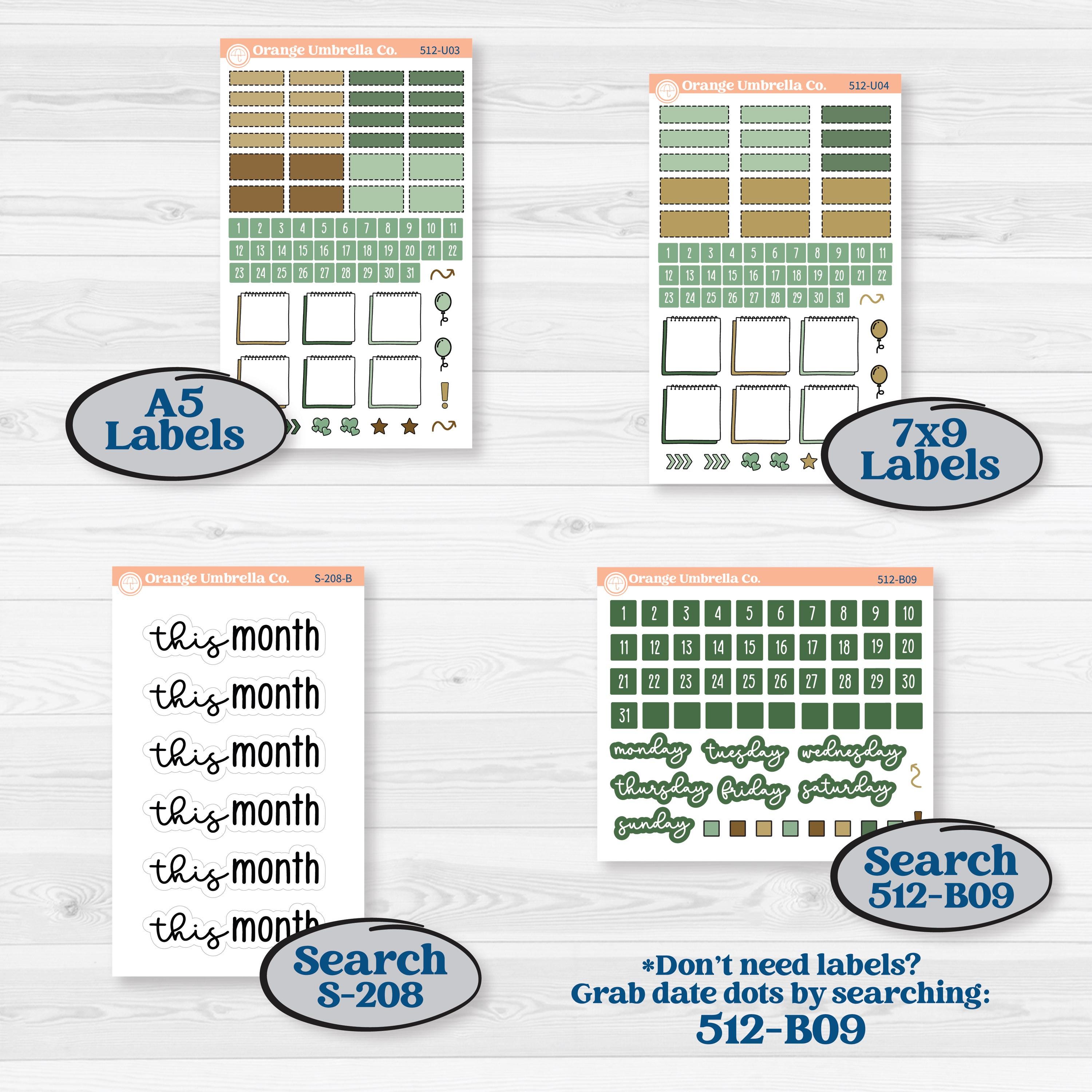 St. Patrick’s Day | A5 or 7x9 Create Your Own Monthly or Dashboard Universal | Monthly & Reading Log Sticker Kit | Emerald Isle | KIT-512-U