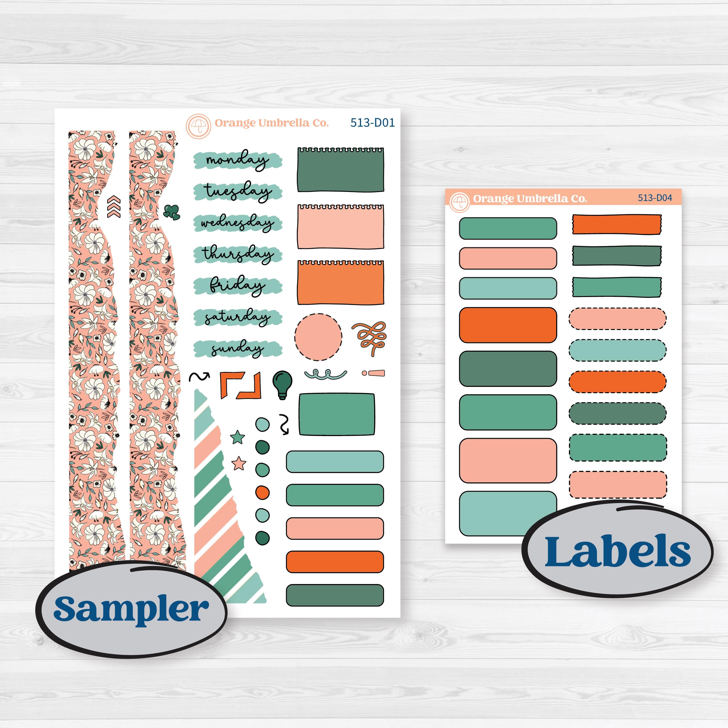 Playful March Florals | Journaling or Scrapbooking Kit | Creative Junk Journal Planner Stickers | Millie | KIT-512-D