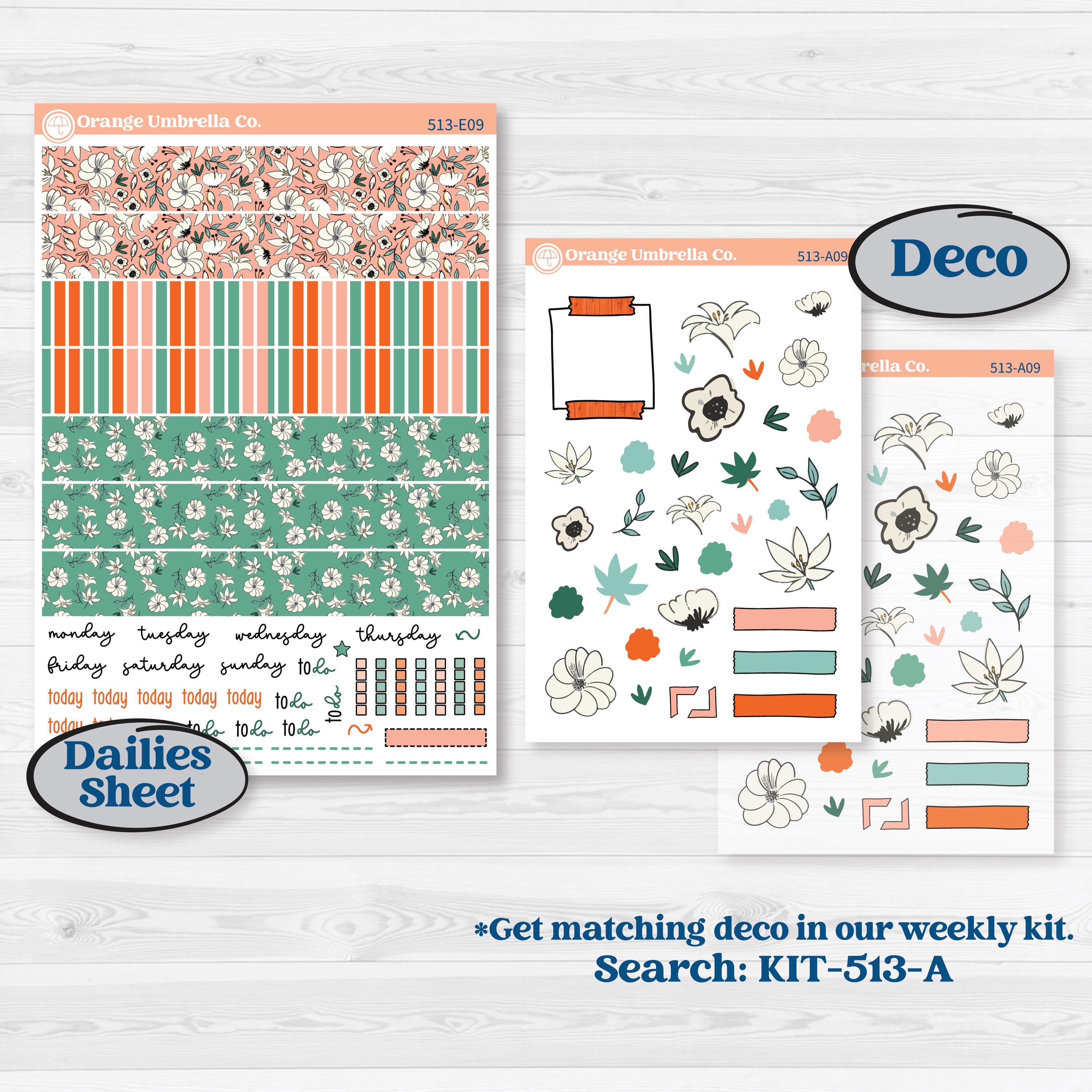 Playful March Florals | Hobonichi Cousin Weekly & Daily Planner Kit Stickers | Millie | KIT-513-E