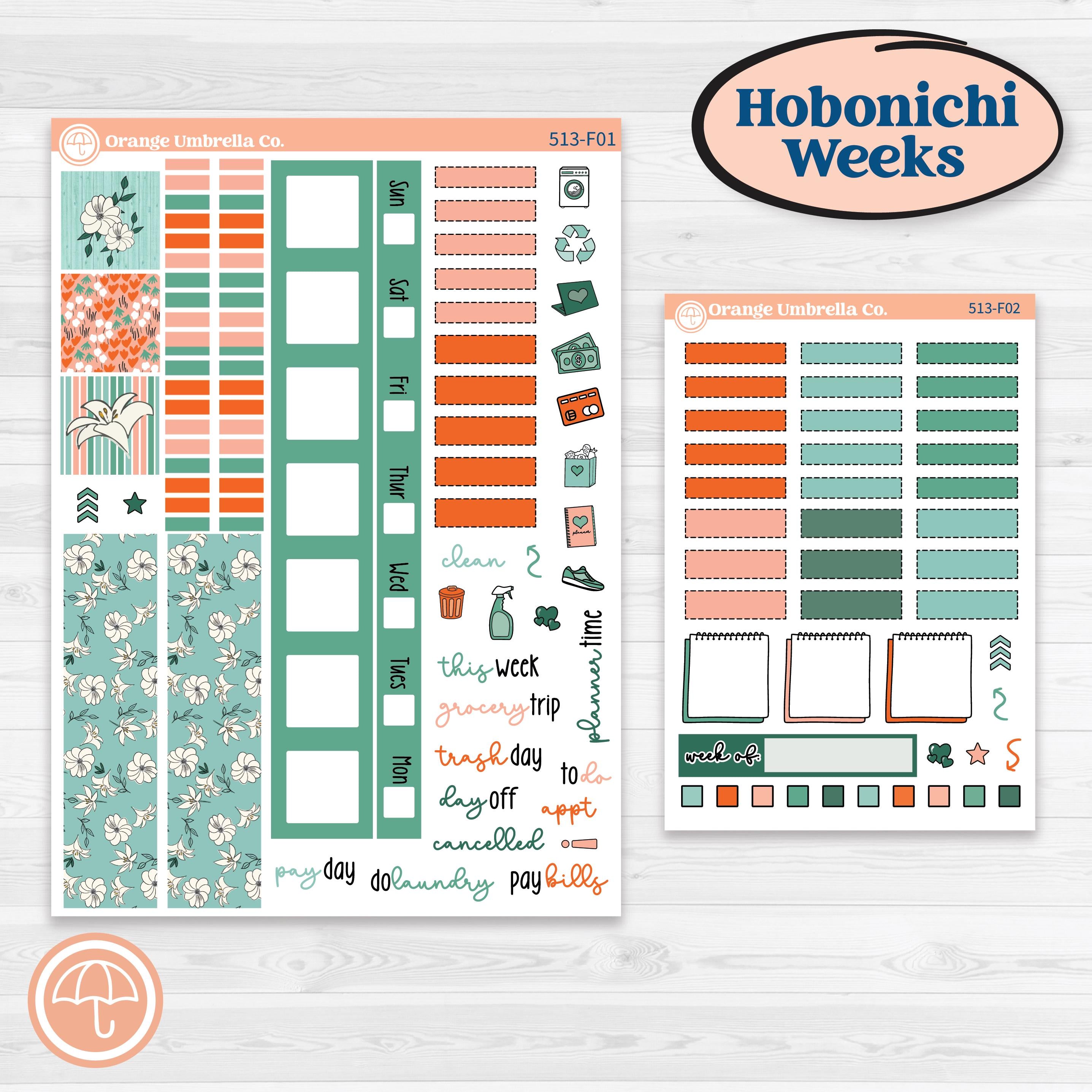 Playful March Florals | Hobonichi Weeks Weekly Planner Kit Stickers | Millie | KIT-513-F